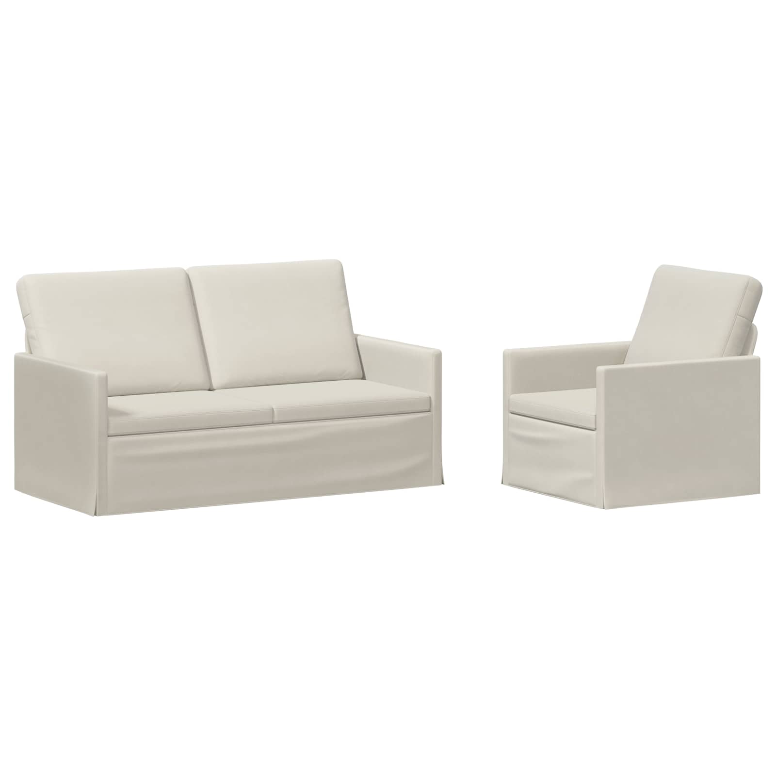 vidaXL Set pohovek 2 pcs Krémová Samet