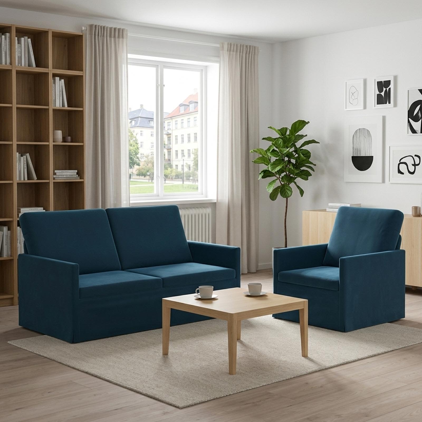 vidaXL Sofa Sæt 2 pcs Blå Velour (V)