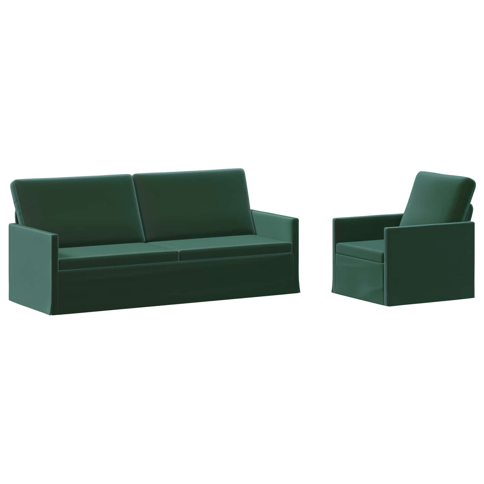 vidaXL Set pohovek 2 pcs Tmavě zelená Samet