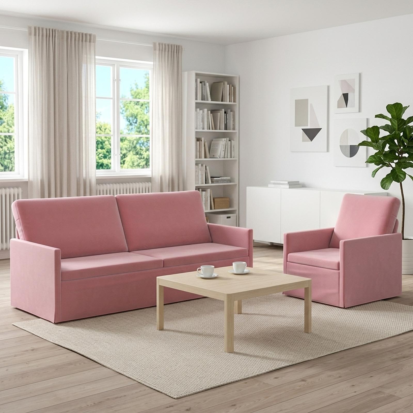 Kavčna garnitura 2 pcs Roza Žamet