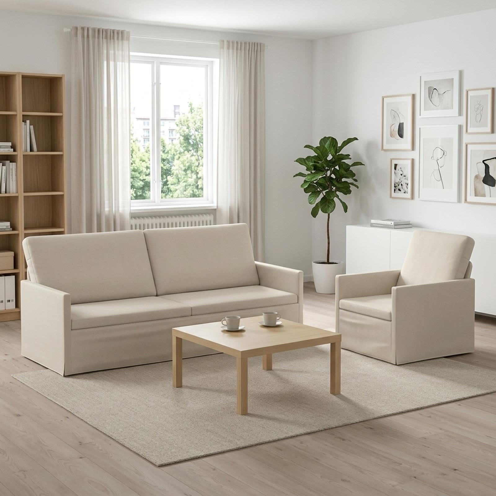 Kavčna garnitura 2 pcs Krem Žamet