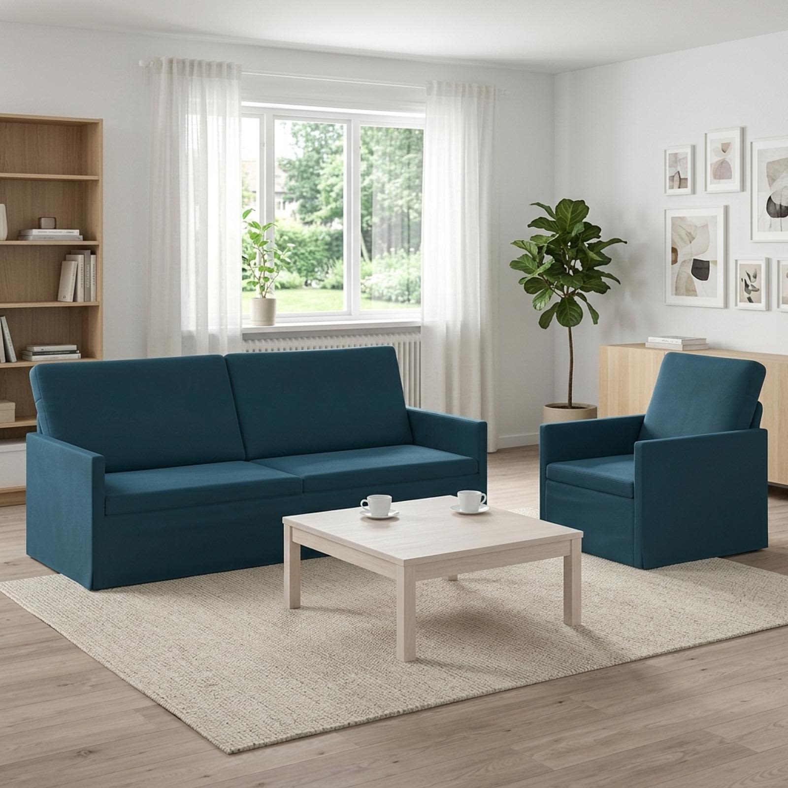Kavčna garnitura 2 pcs Modra Žamet