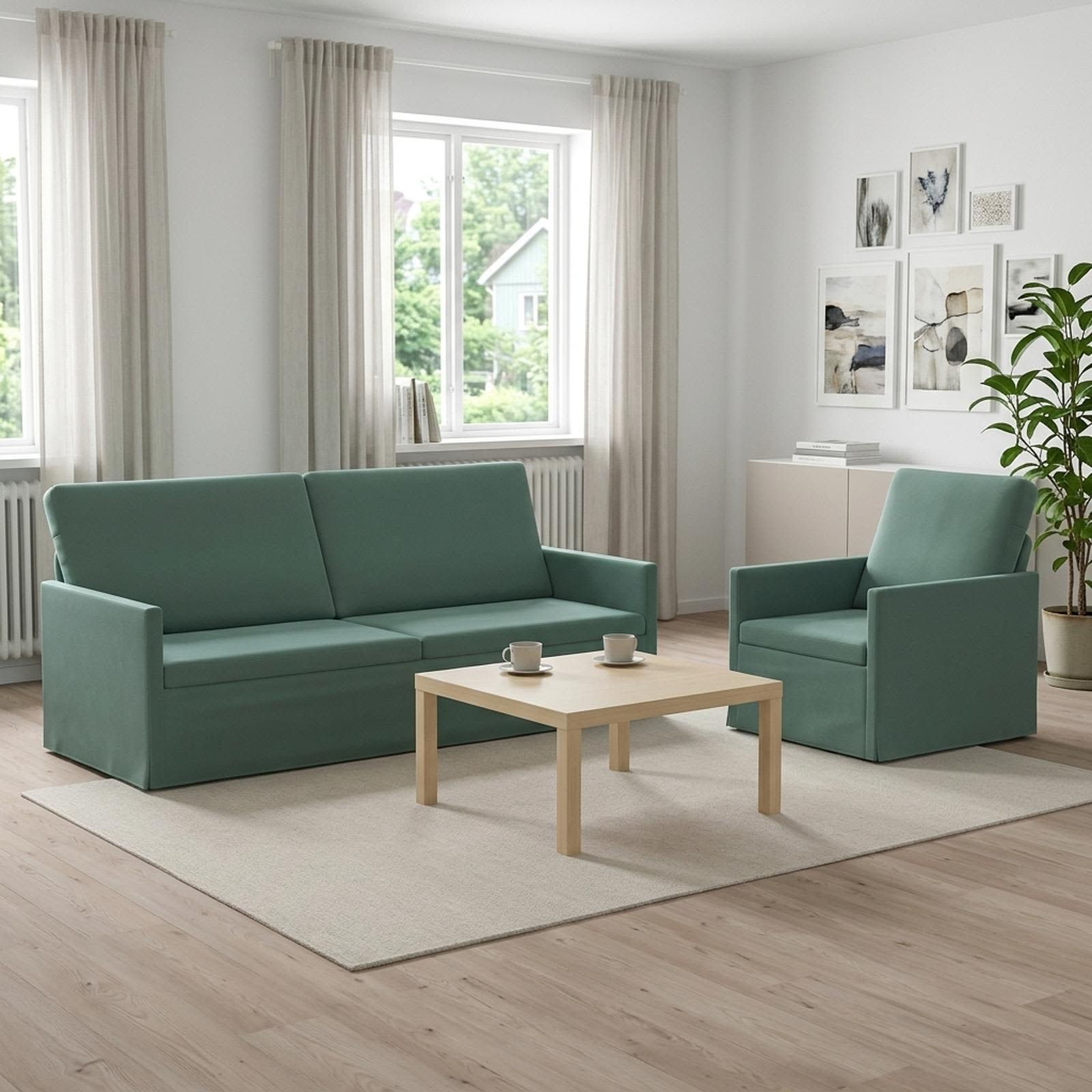 vidaXL Bankstel 2 st 4-zits Zeegroen 190 x 81 x 82 cm fluweel