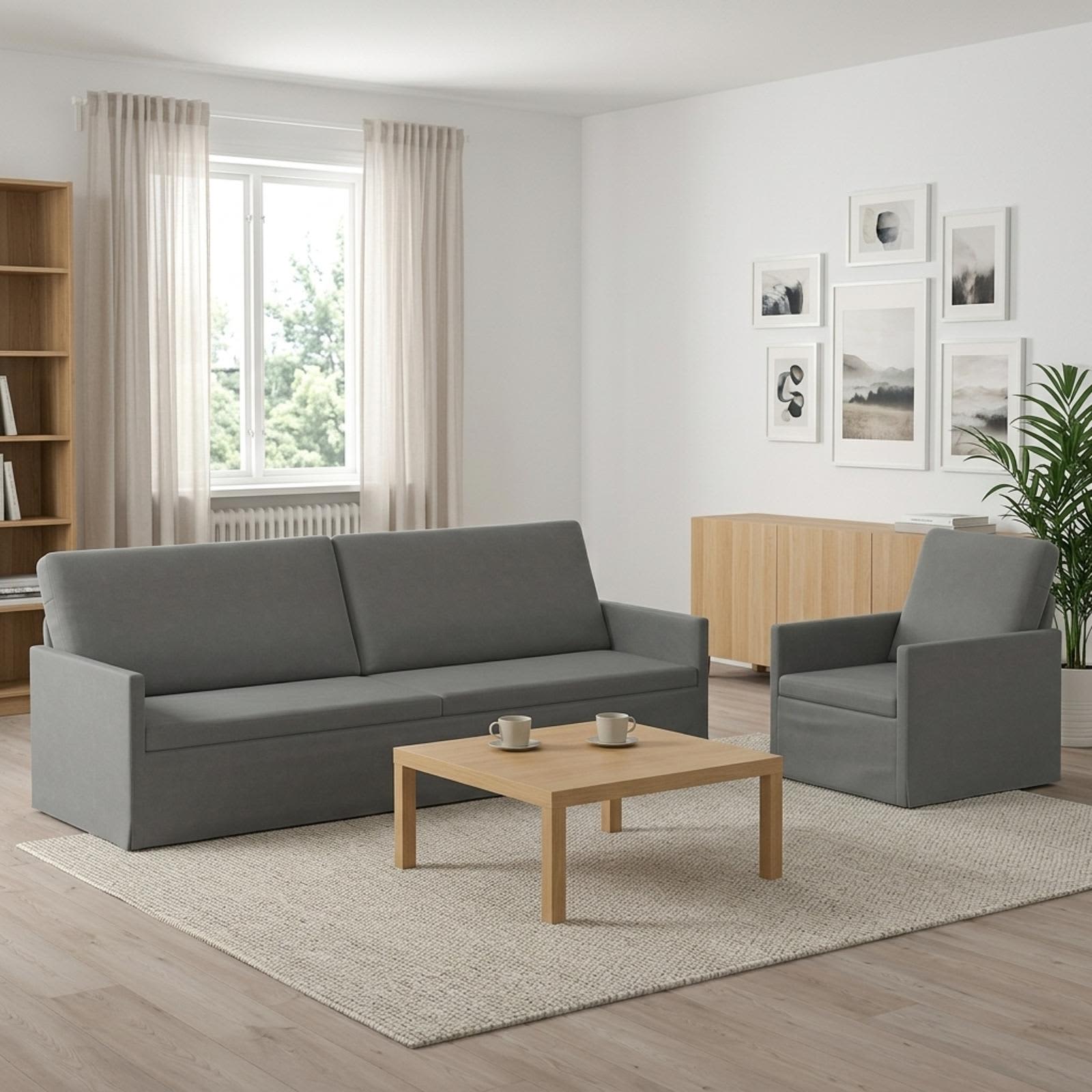 Kavčna garnitura 2 pcs Temno siva Žamet