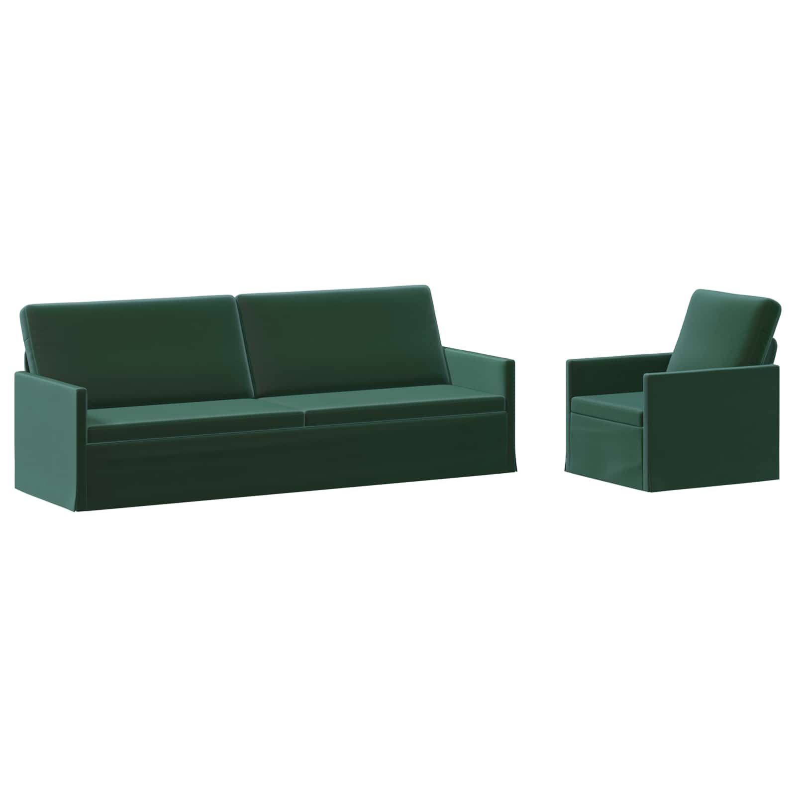 vidaXL Set pohovek 2 pcs Tmavě zelená Samet