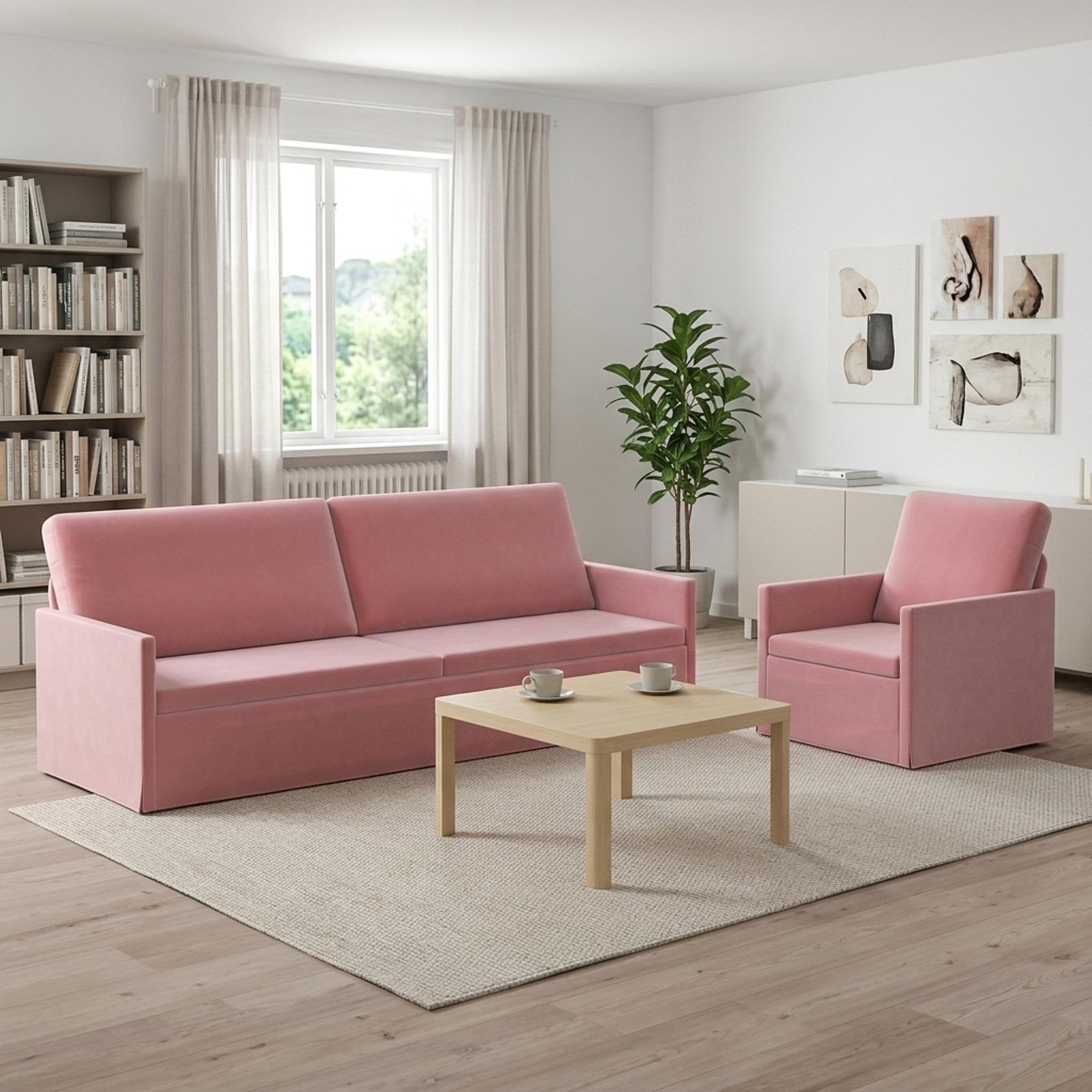vidaXL Sofa Sæt 2 pcs Lyserød Velour (V)