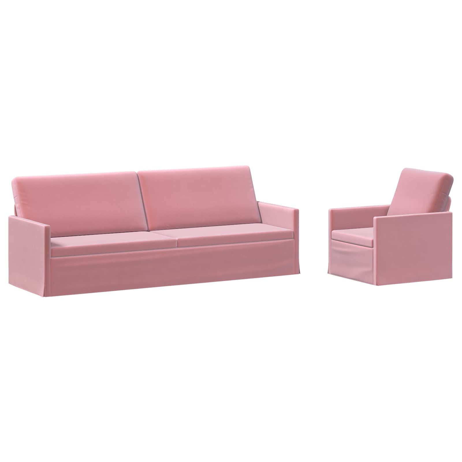 vidaXL Set pohovek 2 pcs Růžová Samet
