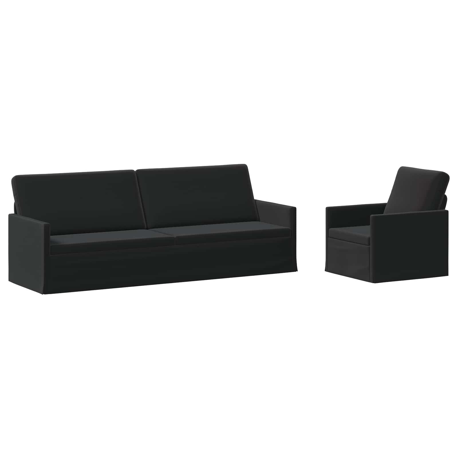 vidaXL Set pohovek 2 pcs Černá Samet