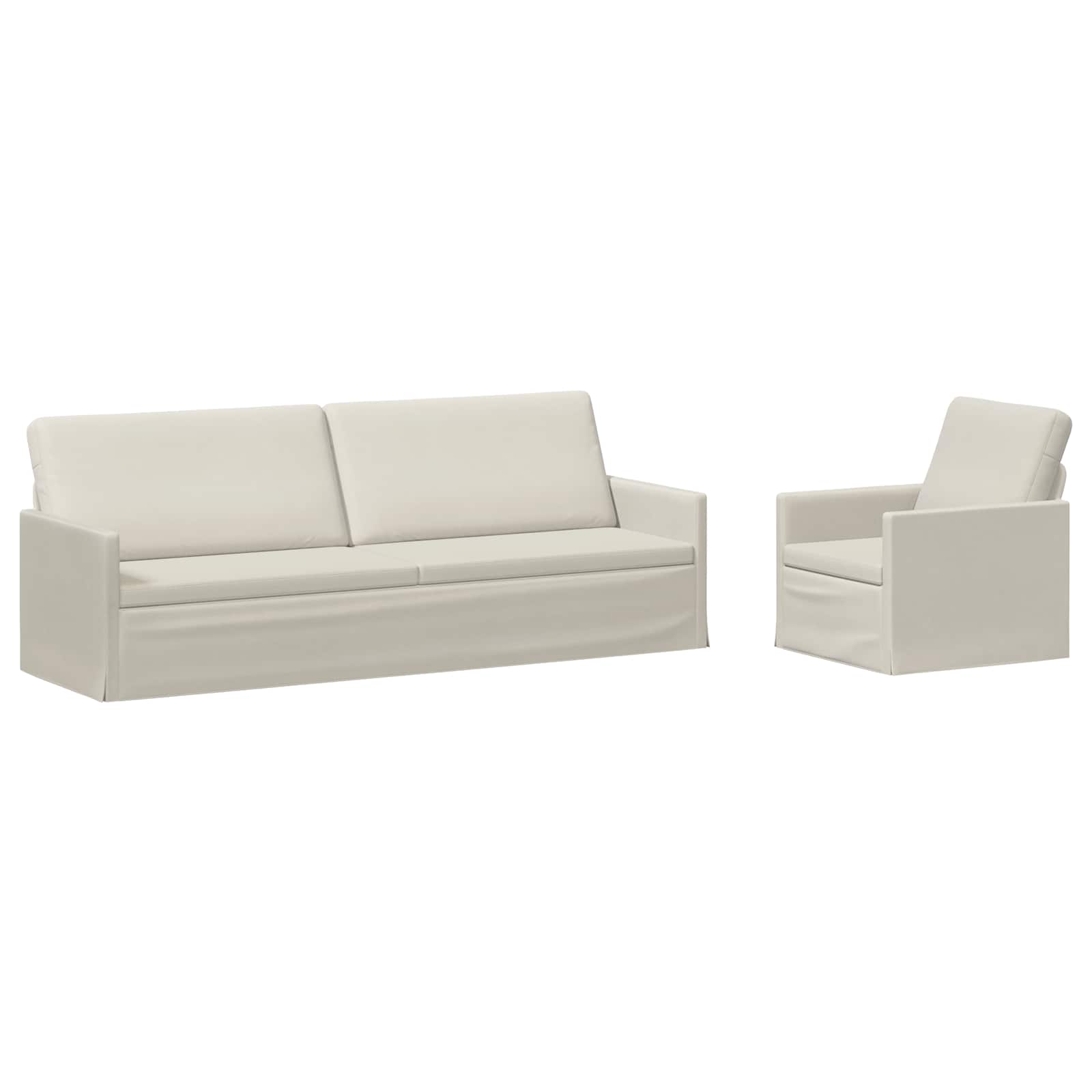 vidaXL Set pohovek 2 pcs Krémová Samet