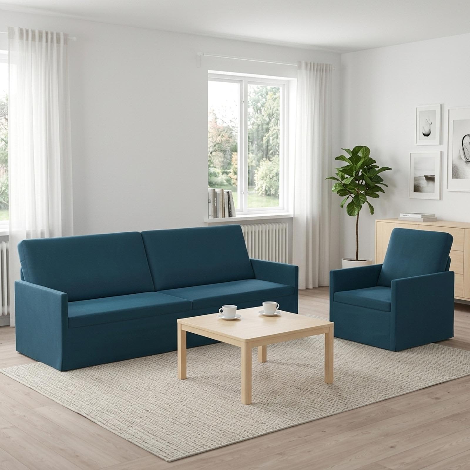 vidaXL Sofa Sæt 2 pcs Blå Velour (V)