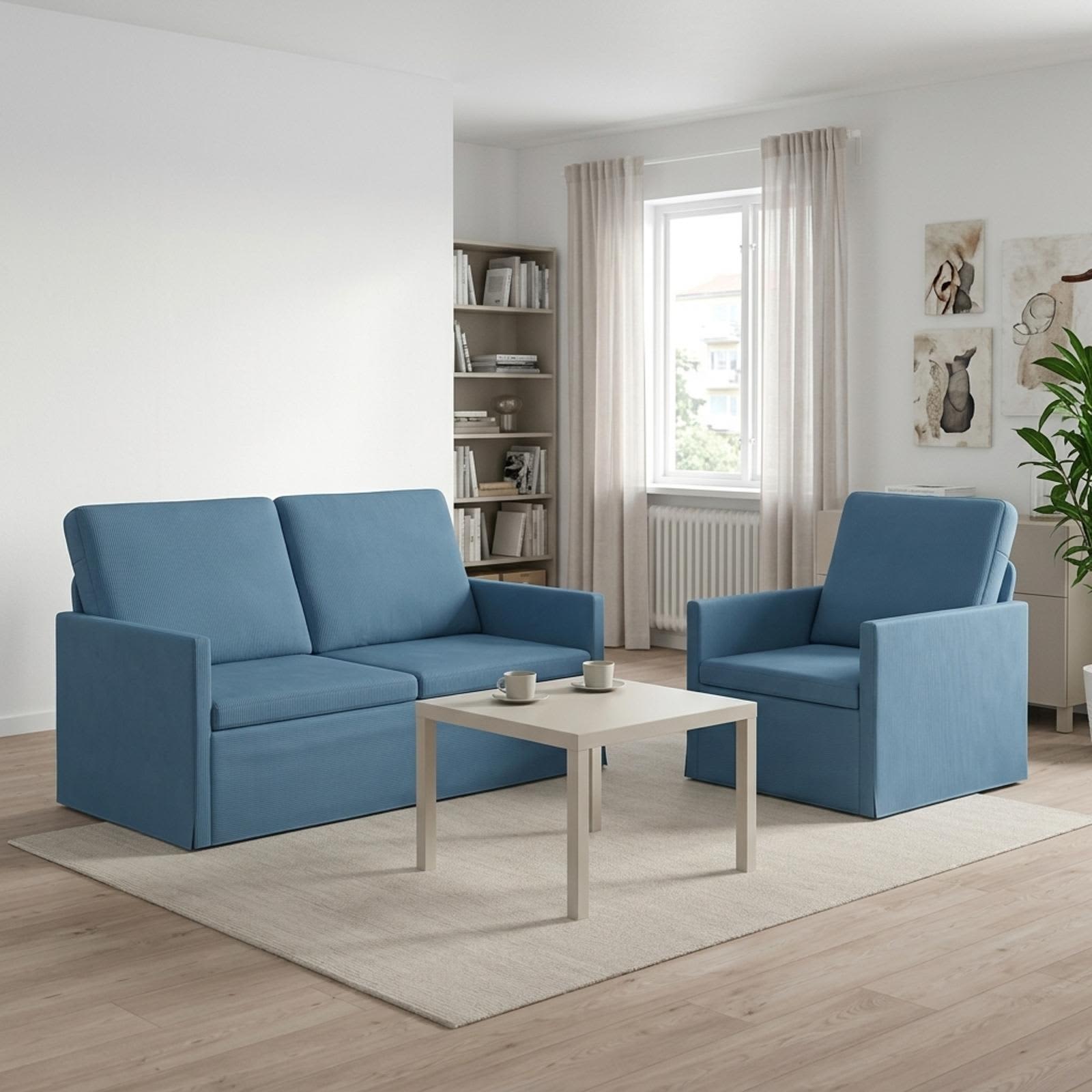 vidaXL Sofa Sæt 2 pcs Blå Velourstof