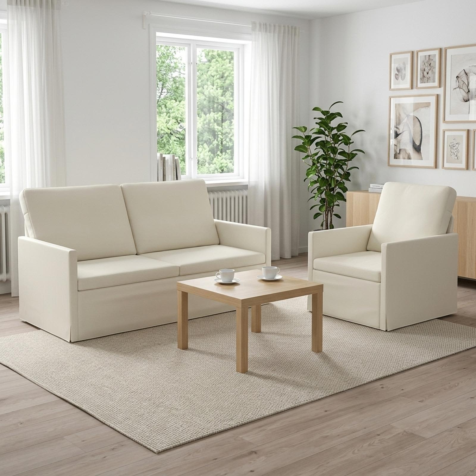 Kavčna garnitura 2 pcs Krem Žametna tkanina