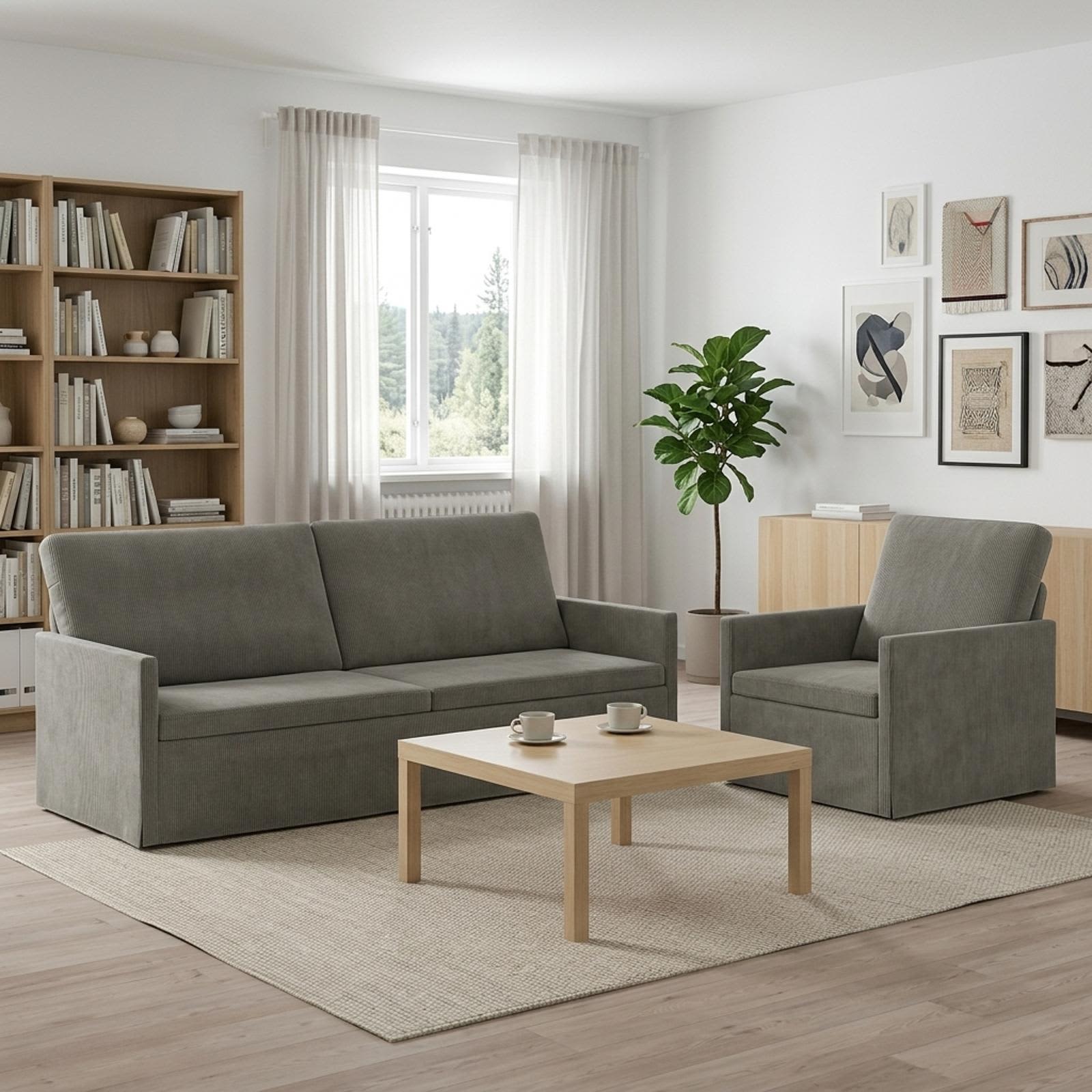 vidaXL Sofa Sæt 2 pcs Lysegrå Velourstof