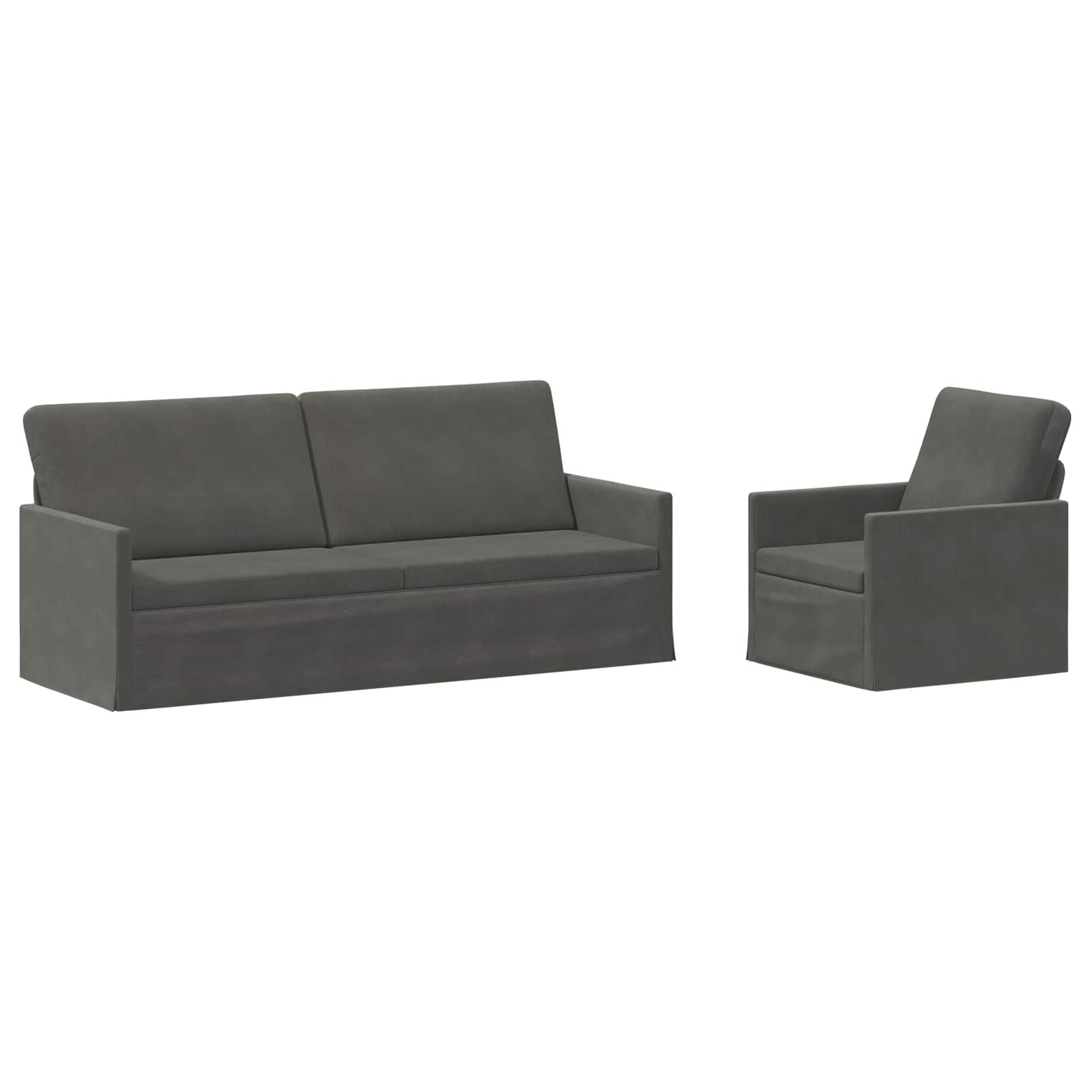 vidaXL Set pohovek 2 pcs Tmavě šedá Žebrovaná látka