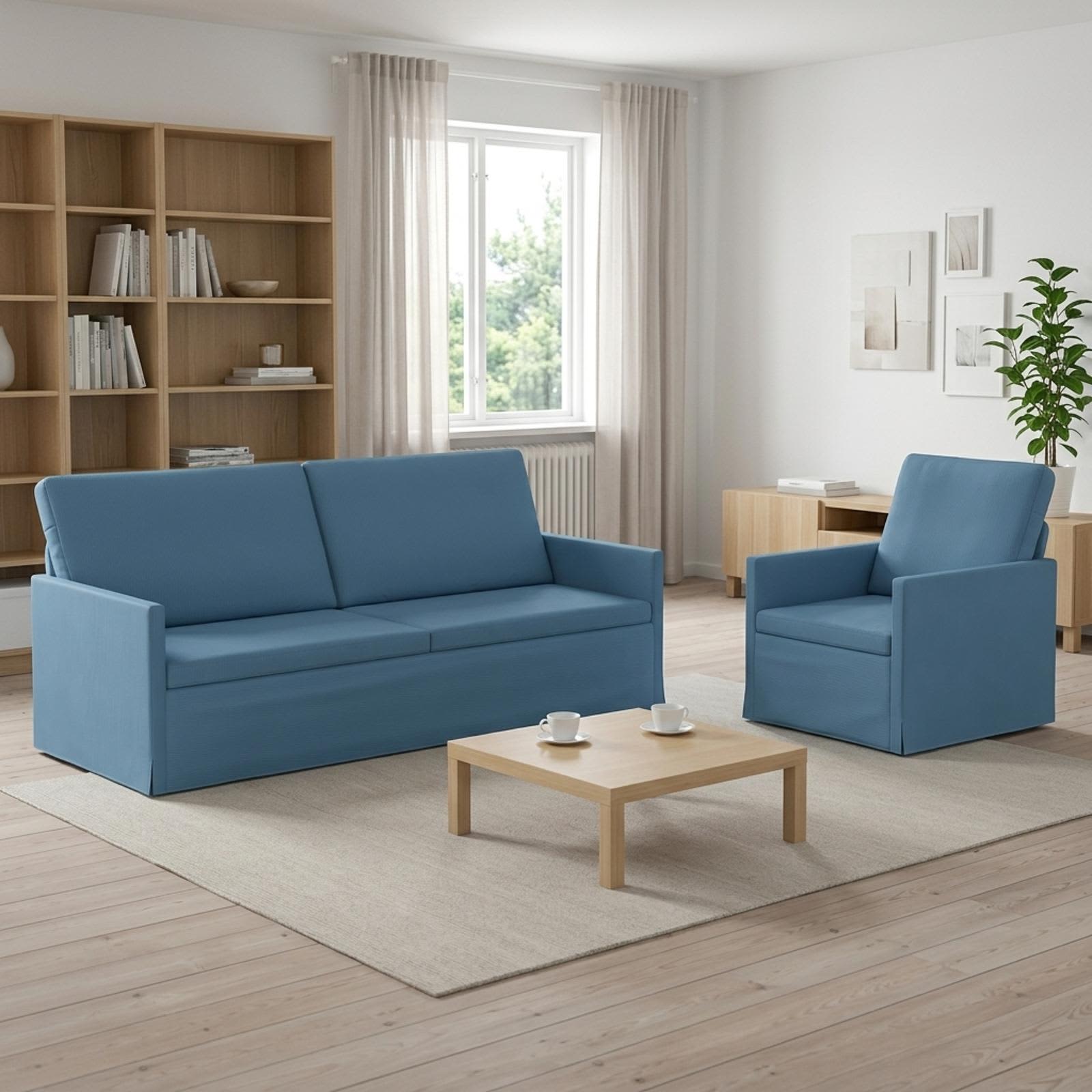 Kavčna garnitura 2 pcs Modra Žametna tkanina