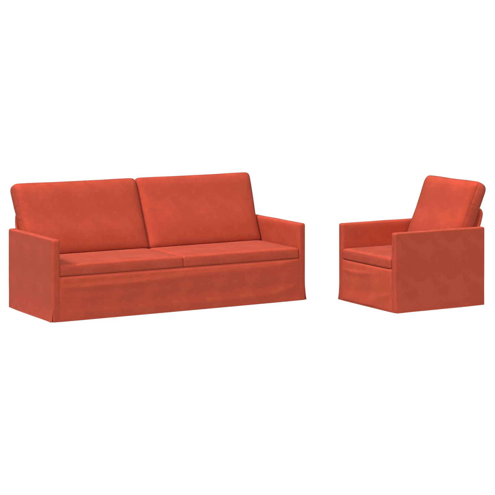 vidaXL Set pohovek 2 pcs Červená oranžová Žebrovaná látka