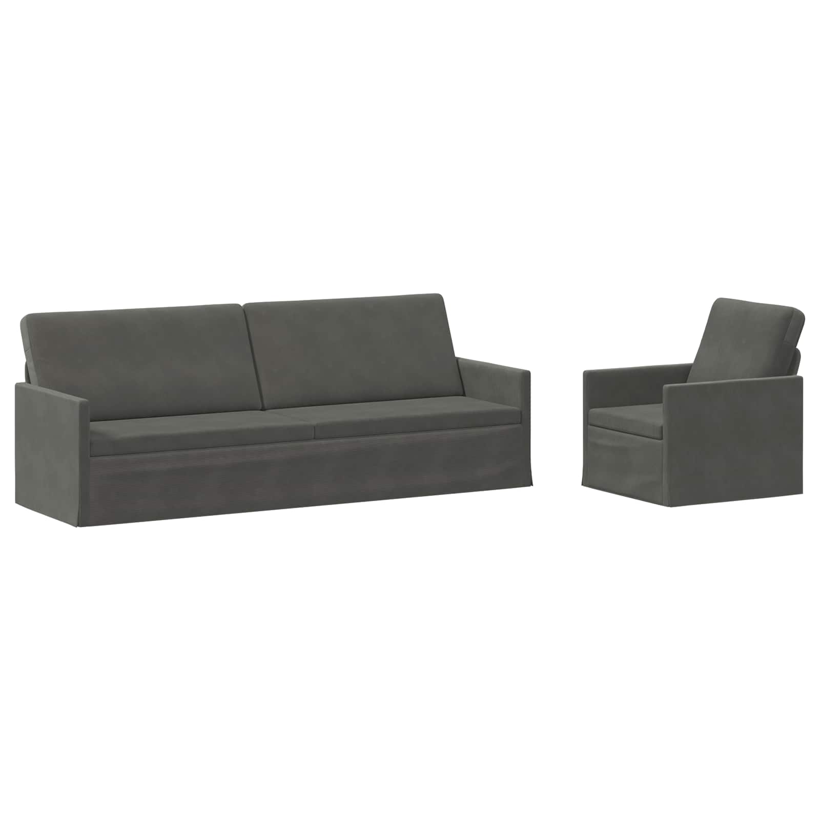vidaXL Set pohovek 2 pcs Tmavě šedá Žebrovaná látka