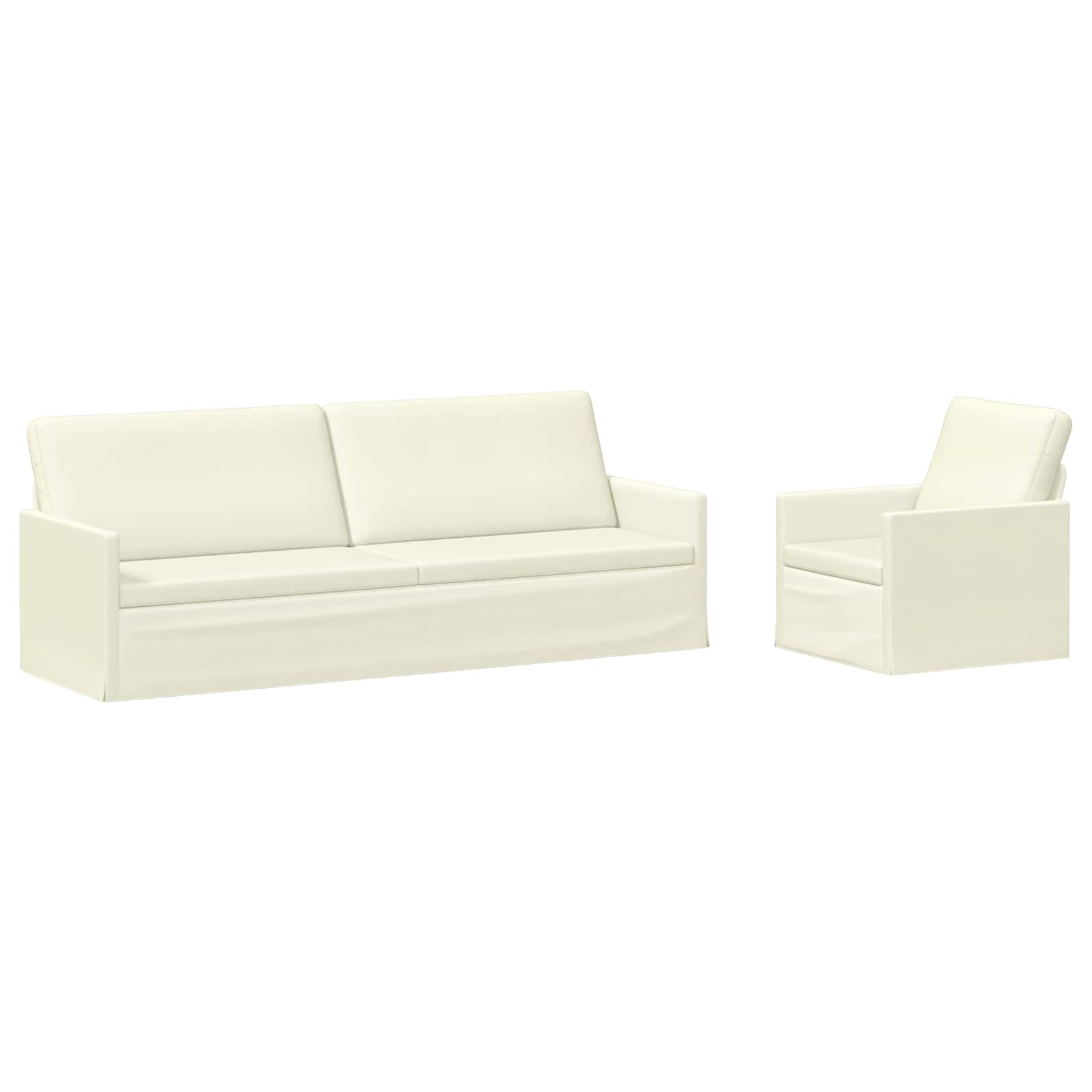 vidaXL Set pohovek 2 pcs Krémová Žebrovaná látka