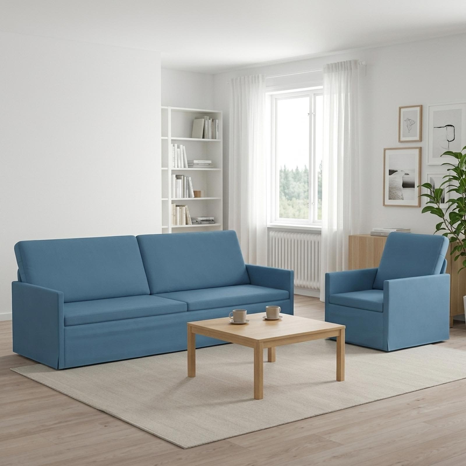 Kavčna garnitura 2 pcs Modra Žametna tkanina