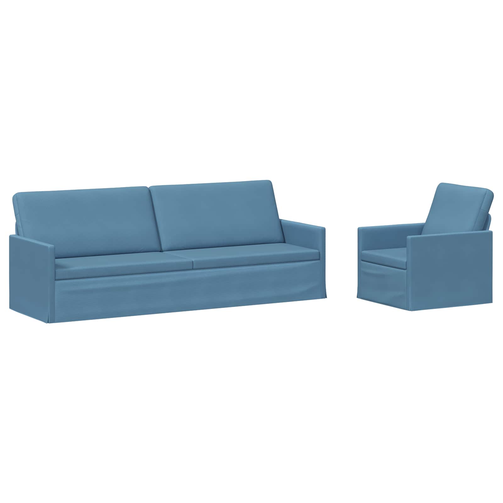 vidaXL Set pohovek 2 pcs Modrá Žebrovaná látka