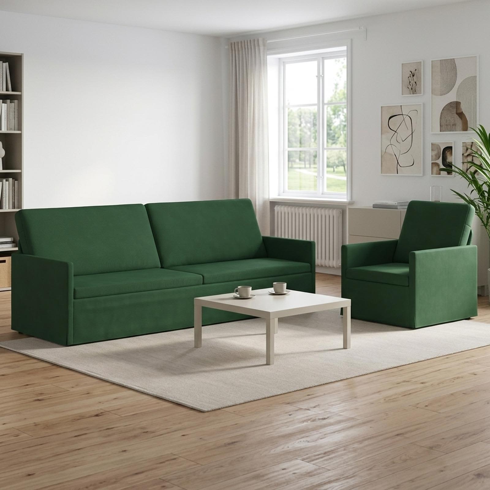 Kavčna garnitura 2 pcs Jungle Zelena Žametna tkanina