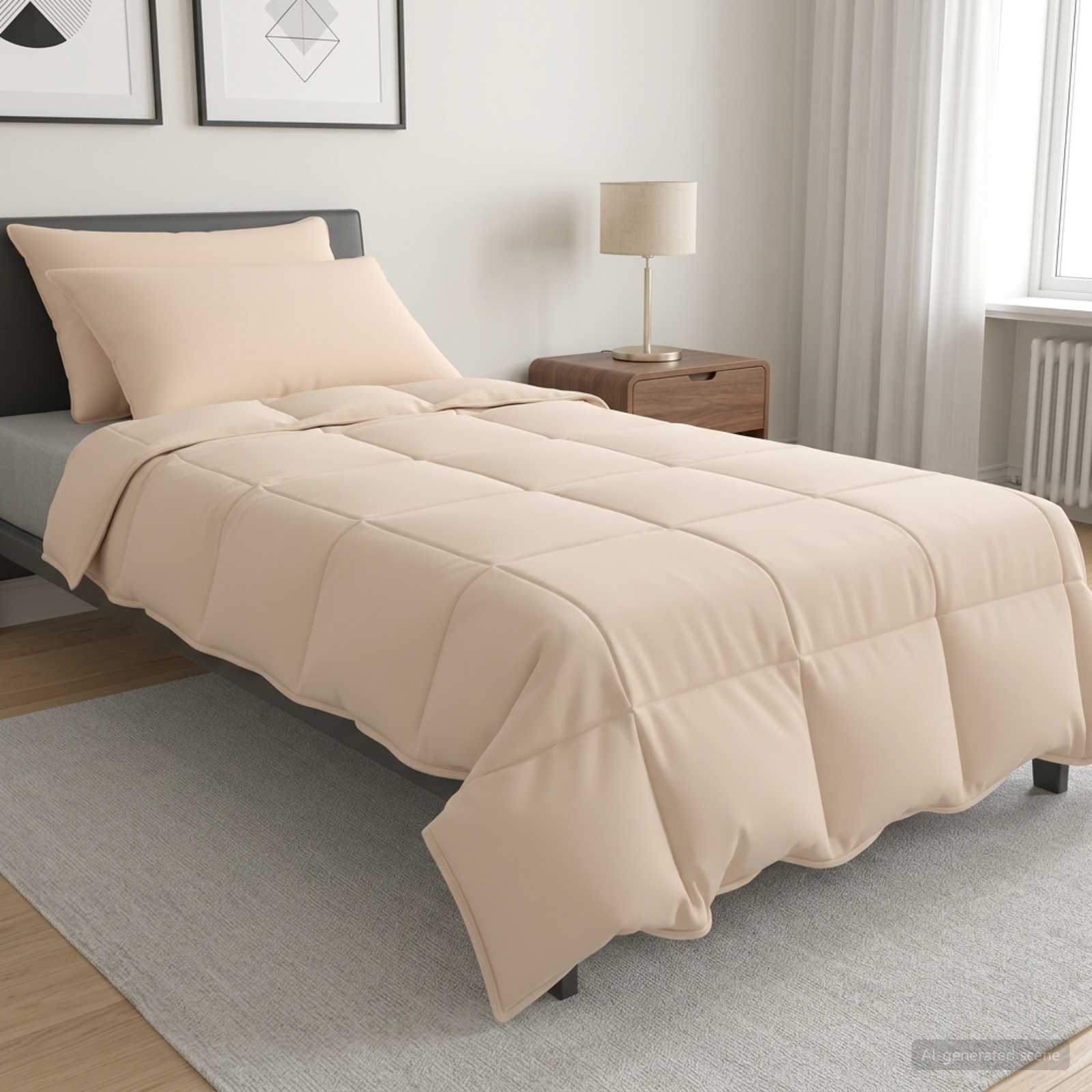 Dekbedset 2 st 155 x 220 cm 250 gsm Natuurlijke Kapok Beige