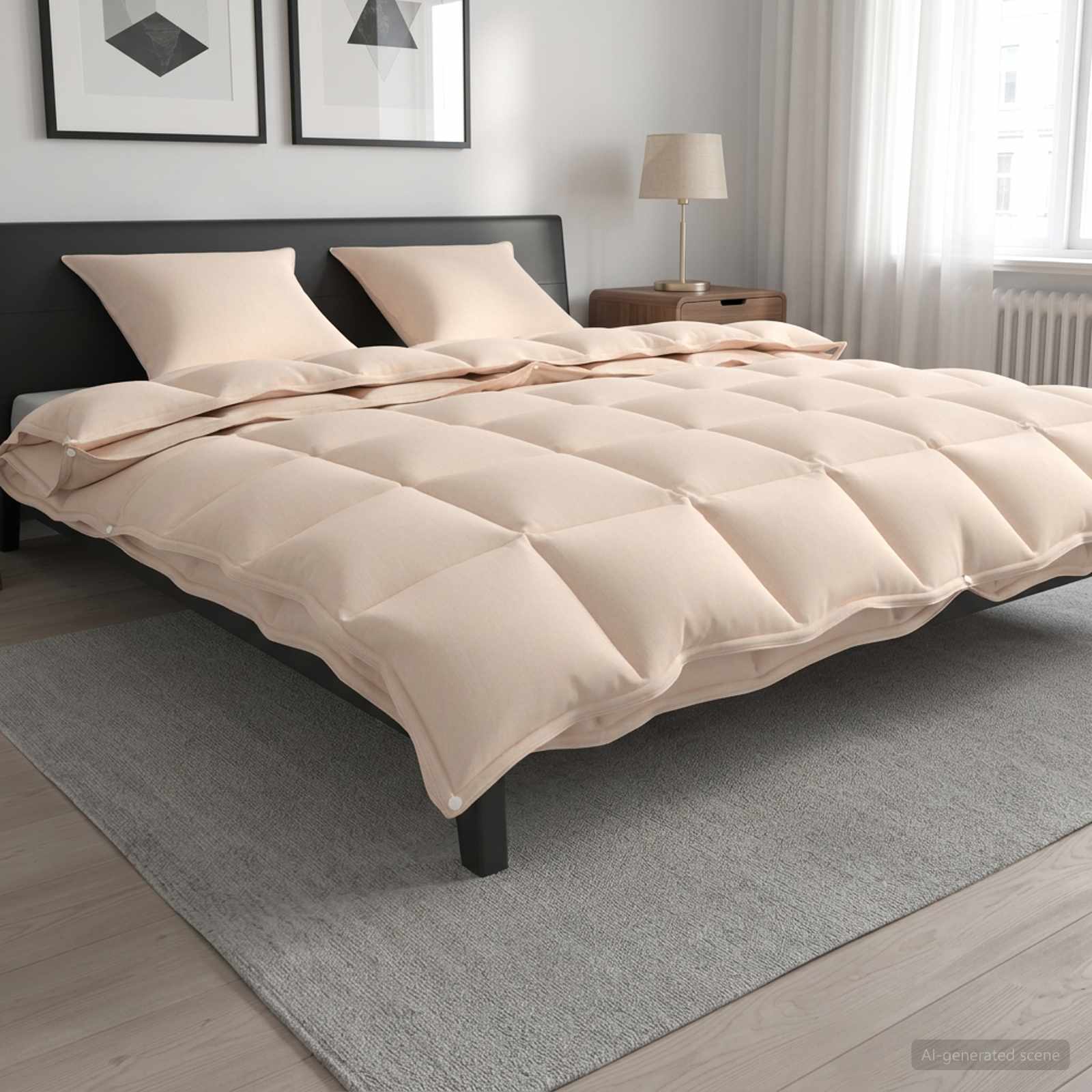 Teki komplekt 2 tk 200 x 240 cm Kapok ja polüester Beež