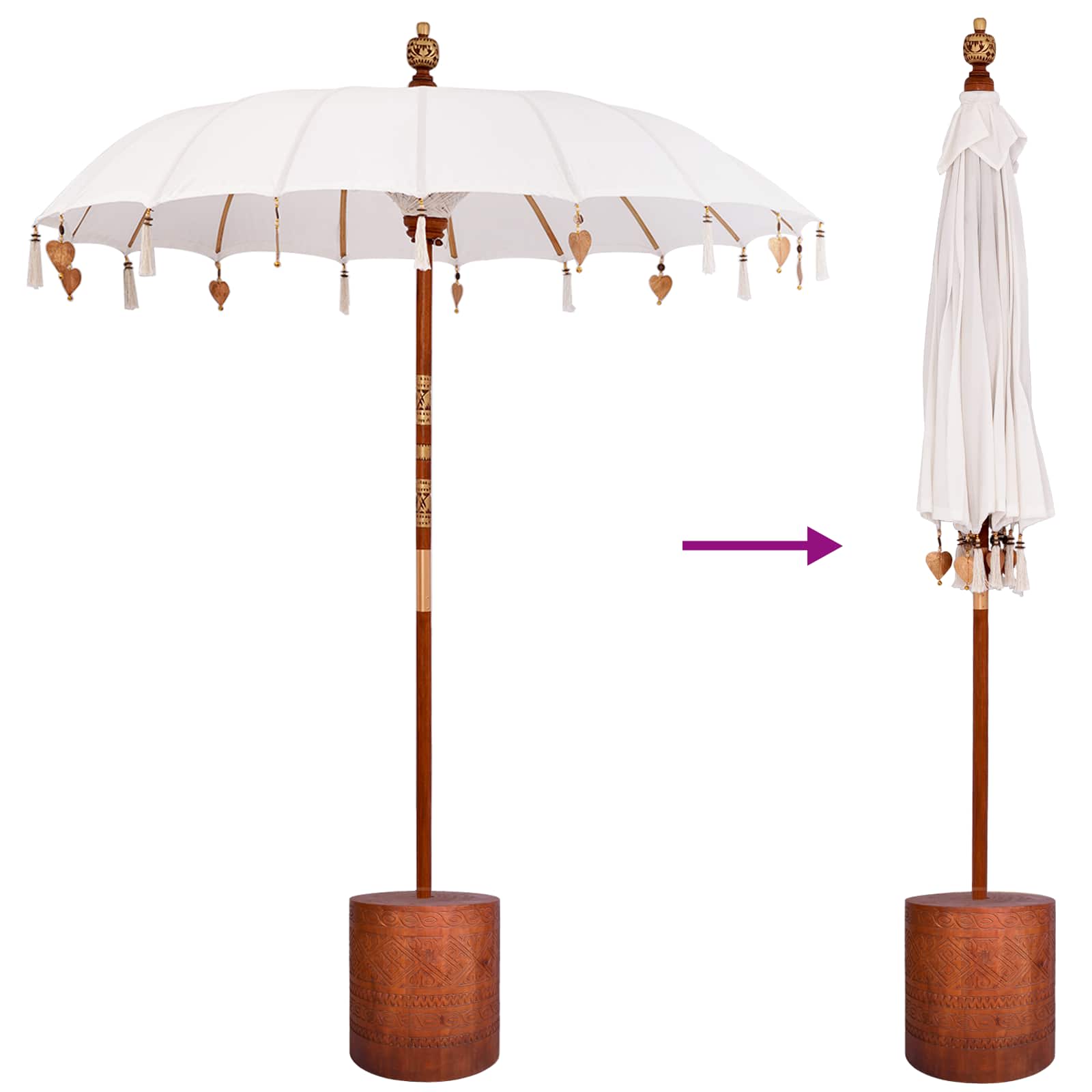 Balinese parasol met voet Rond 190 x 190 x 295 cm image 6