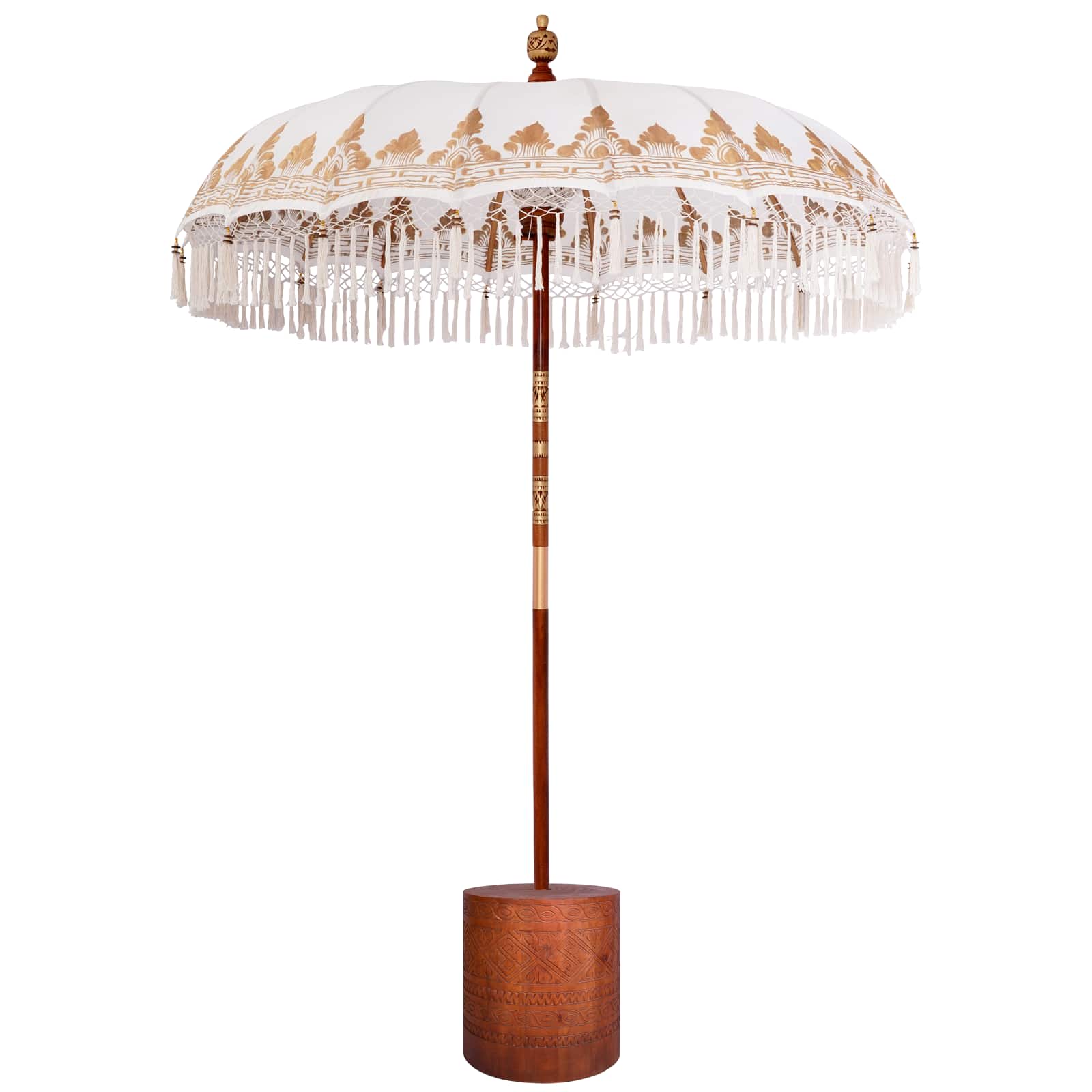 Balinese parasol met basis 2 st Crèmekleurig image 1