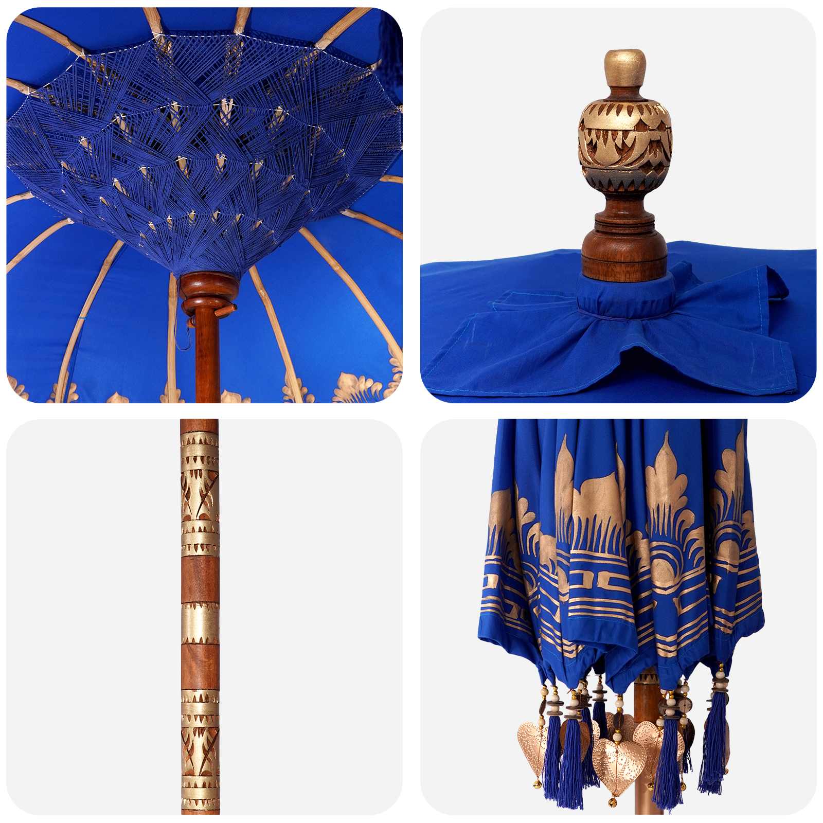 Balinese parasol met basis 2 st Blauw image 4