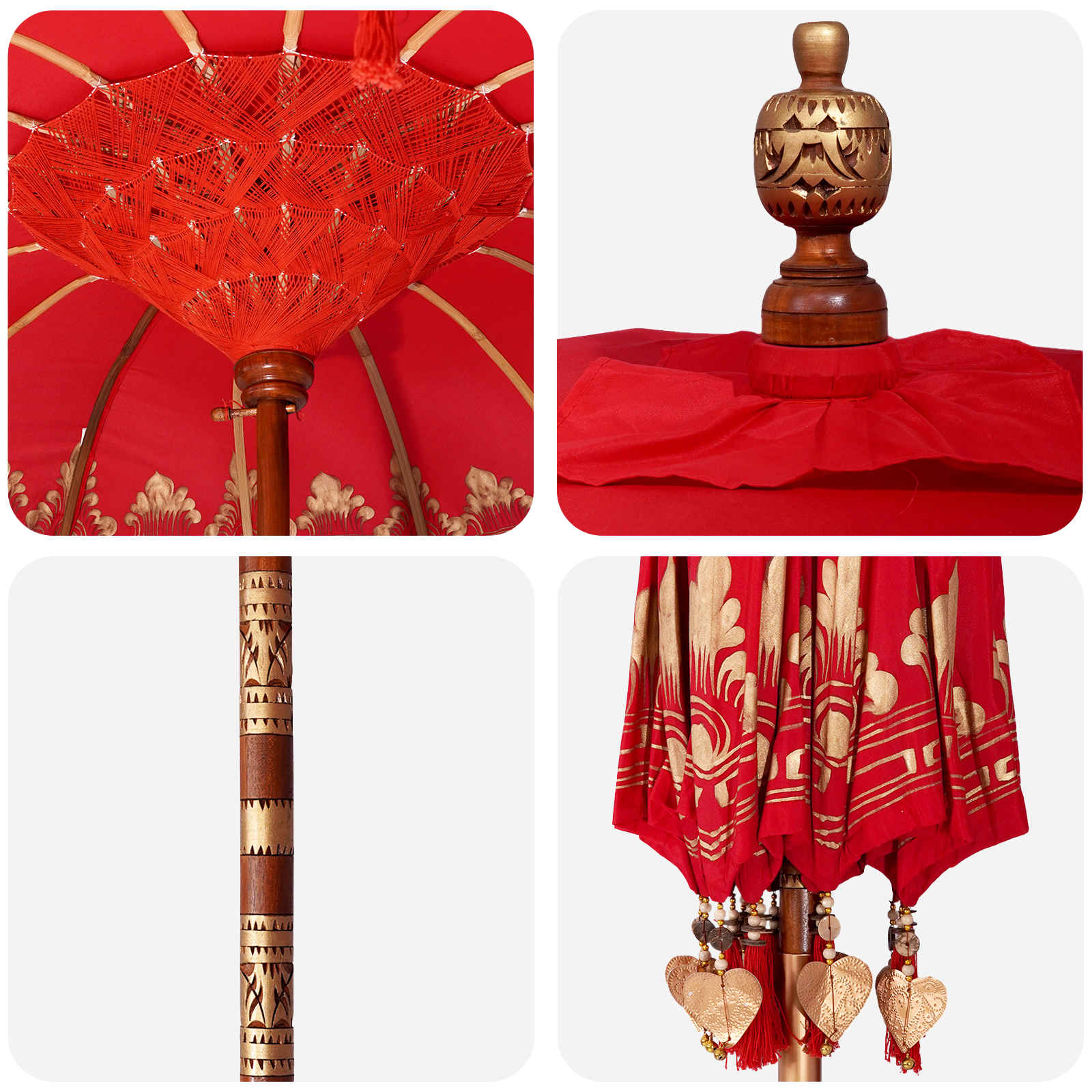 Balinese parasol met basis 260 Rood en Bruin 190 x 190 x 295 cm image 4