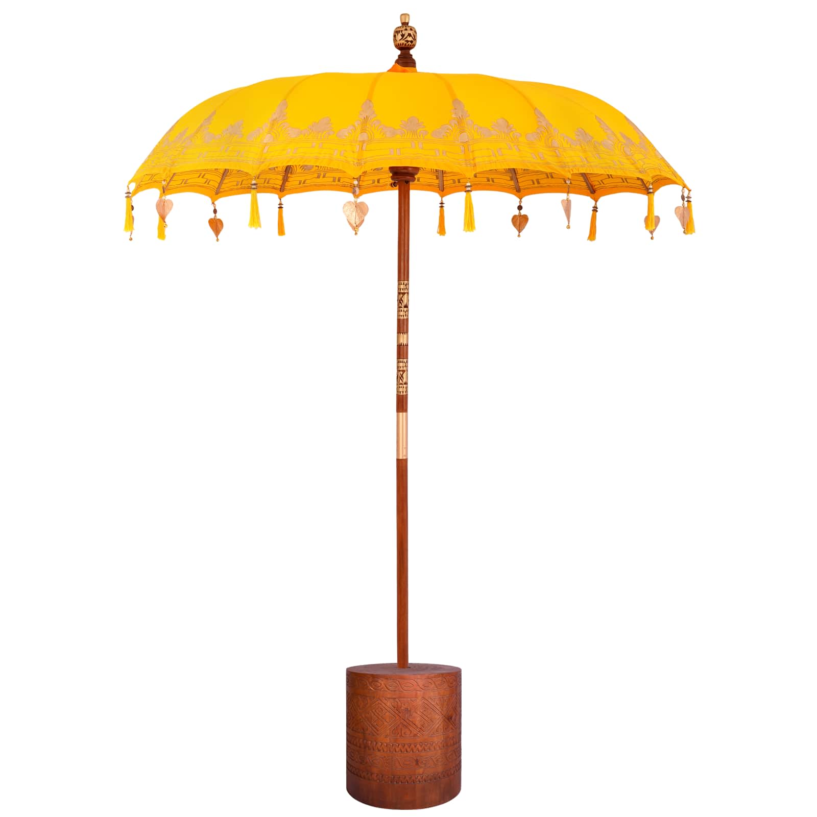 Balinese parasol met basis 260 Geel en bruin 190 x 190 x 295 cm image 1