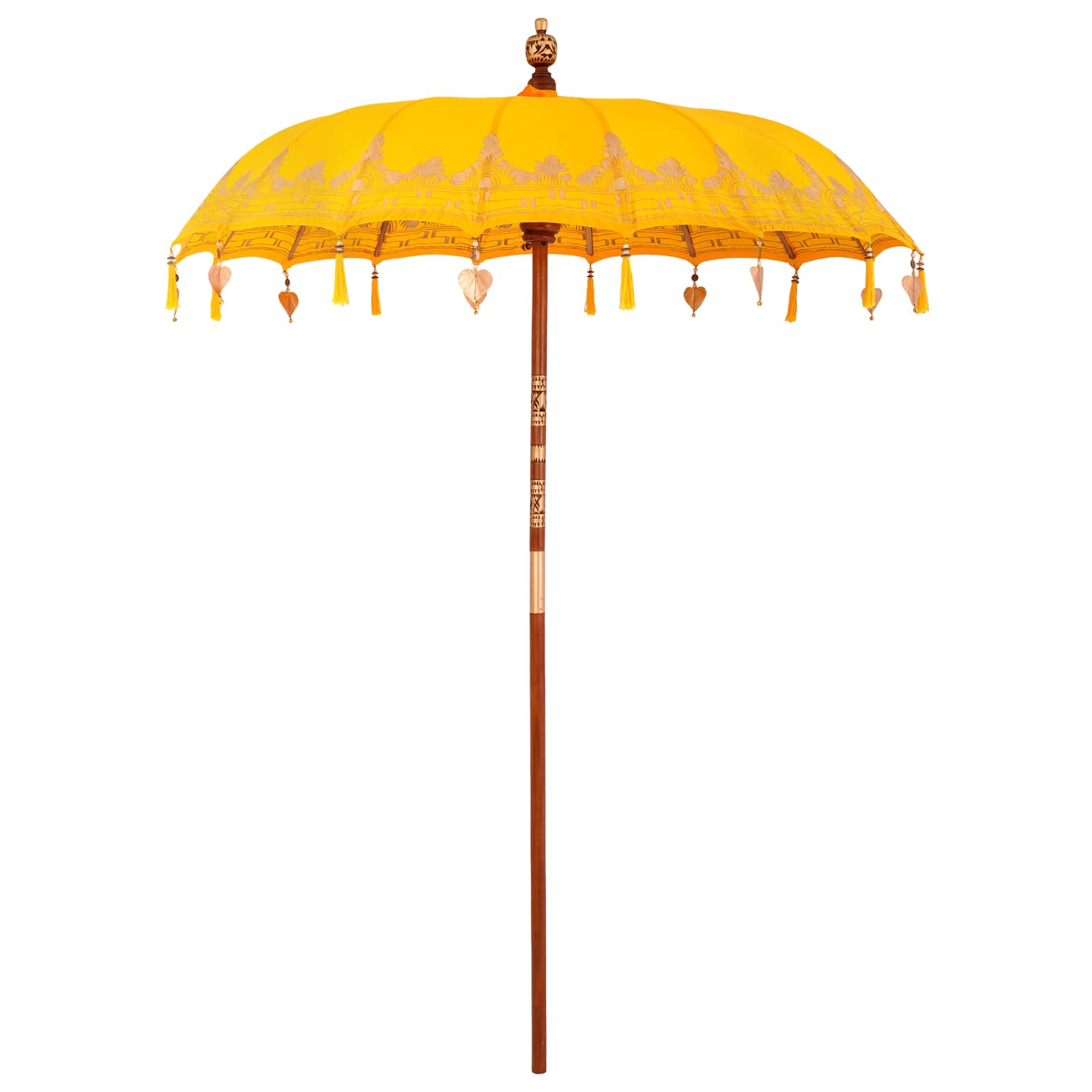 Balinese parasol met basis 260 Geel en bruin 190 x 190 x 295 cm image 2