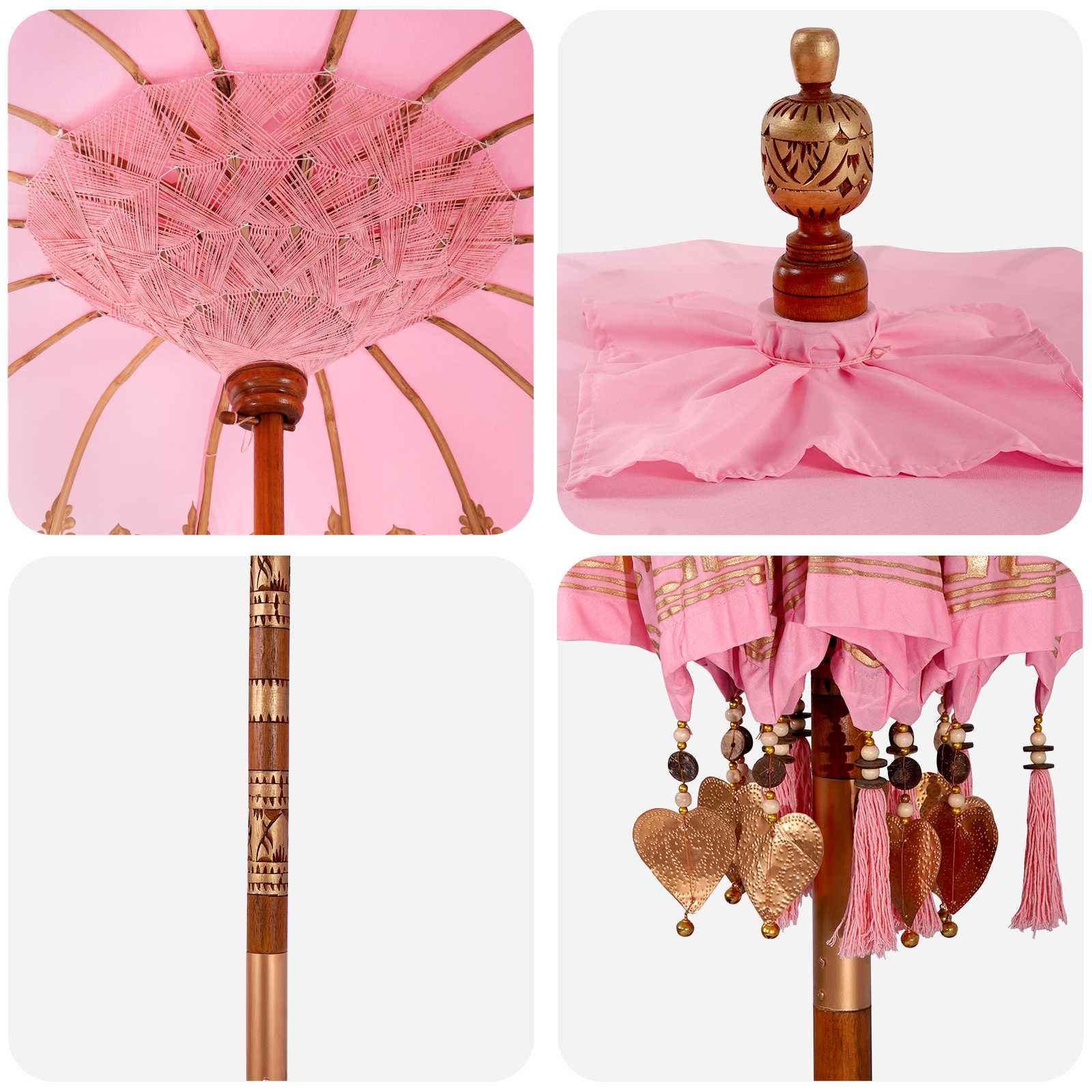 Balinese parasol met basis 2 st Roze image 4