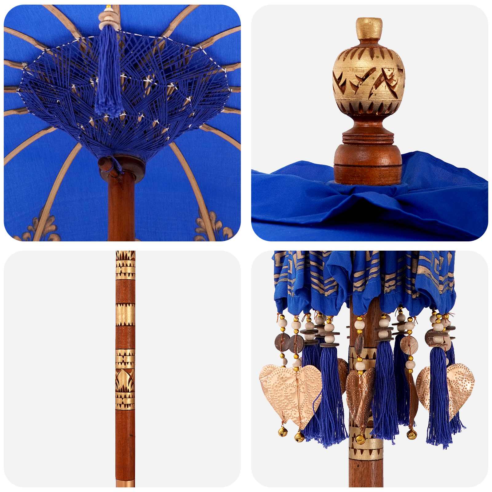 Balinese parasol met basis 2 st Blauw image 4