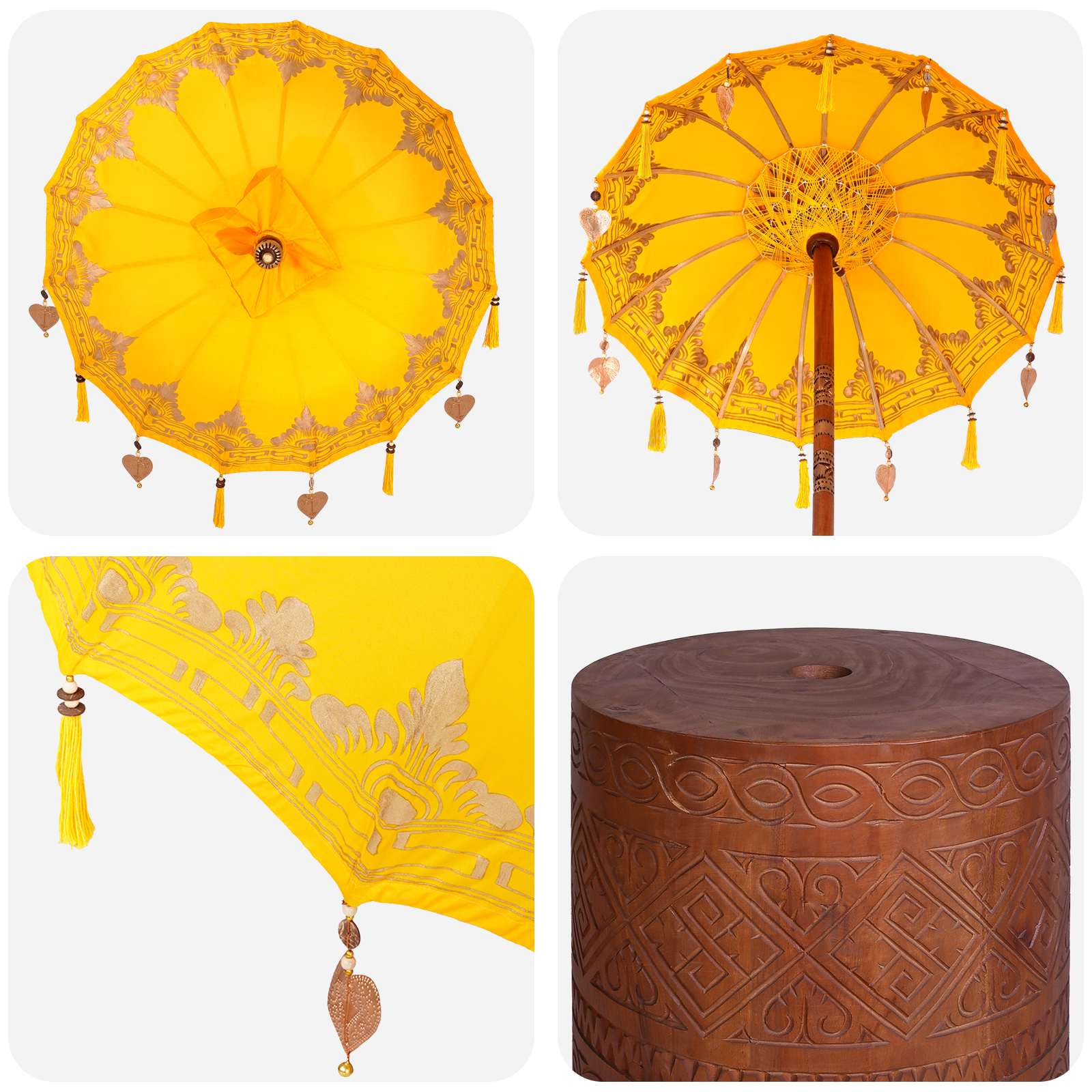 Balinese parasol met basis 2 st Geel image 5