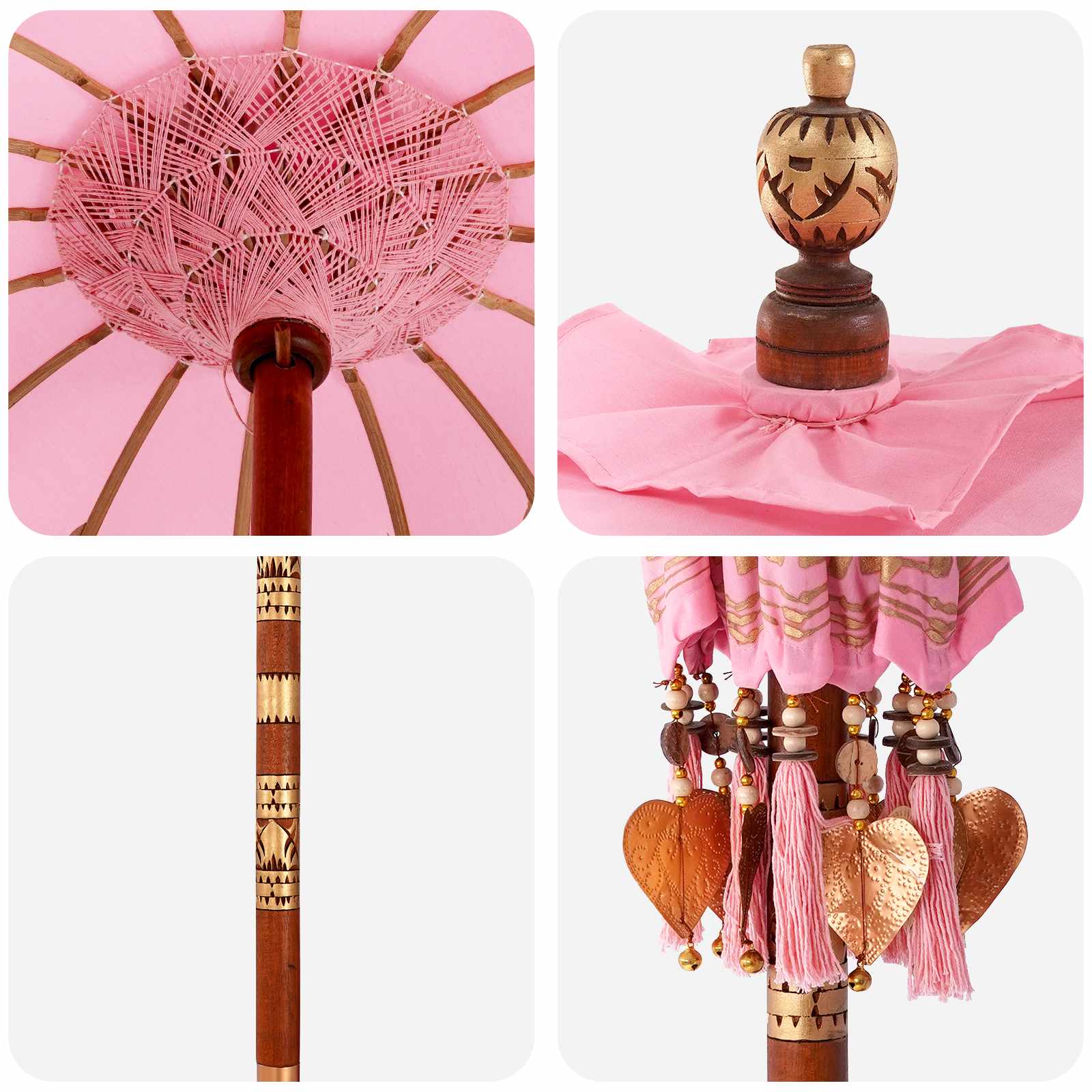 Balinese parasol met basis 2 st Roze image 4