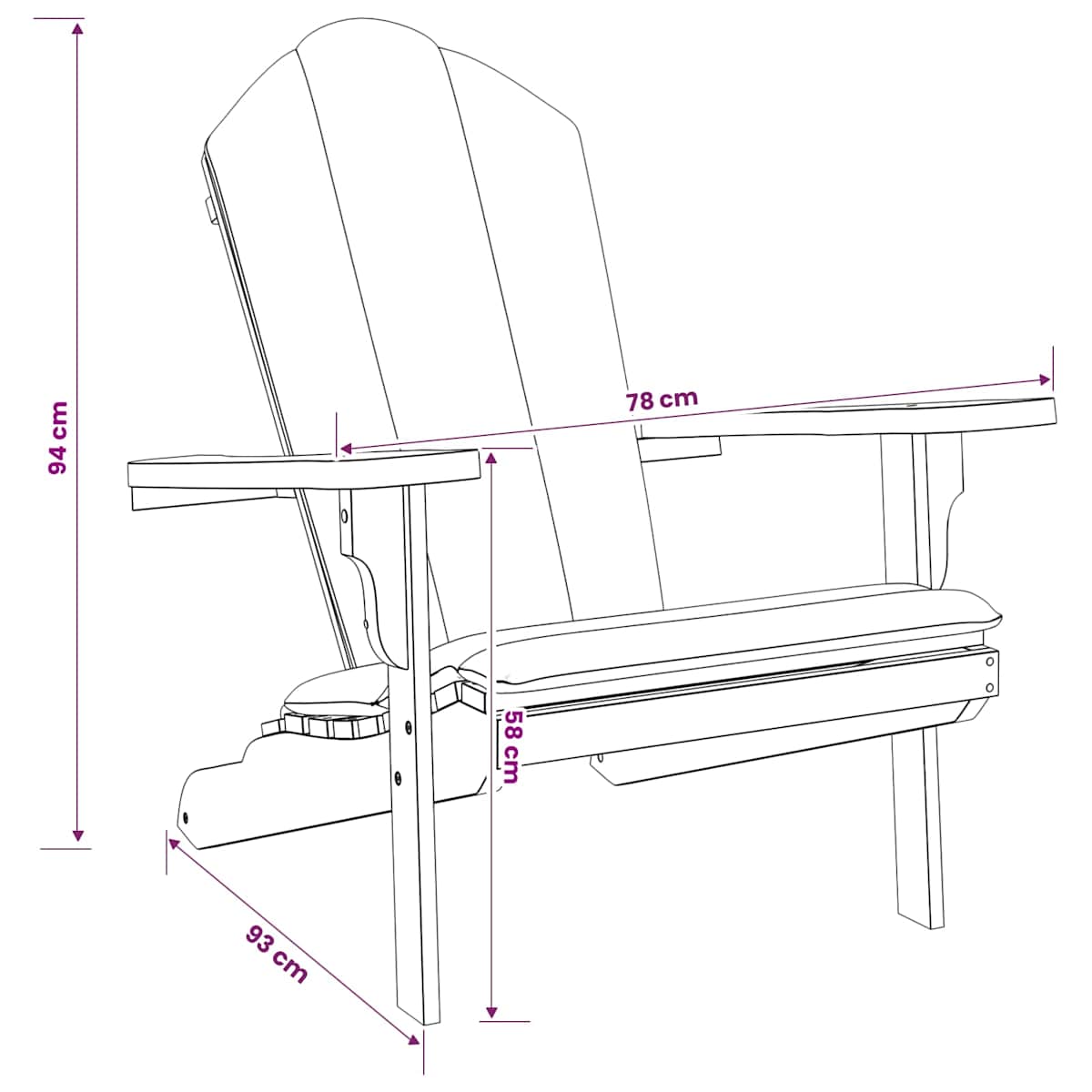 Have Adirondack Stol Naturfarvet Massiv Teaktræ - Billede 7
