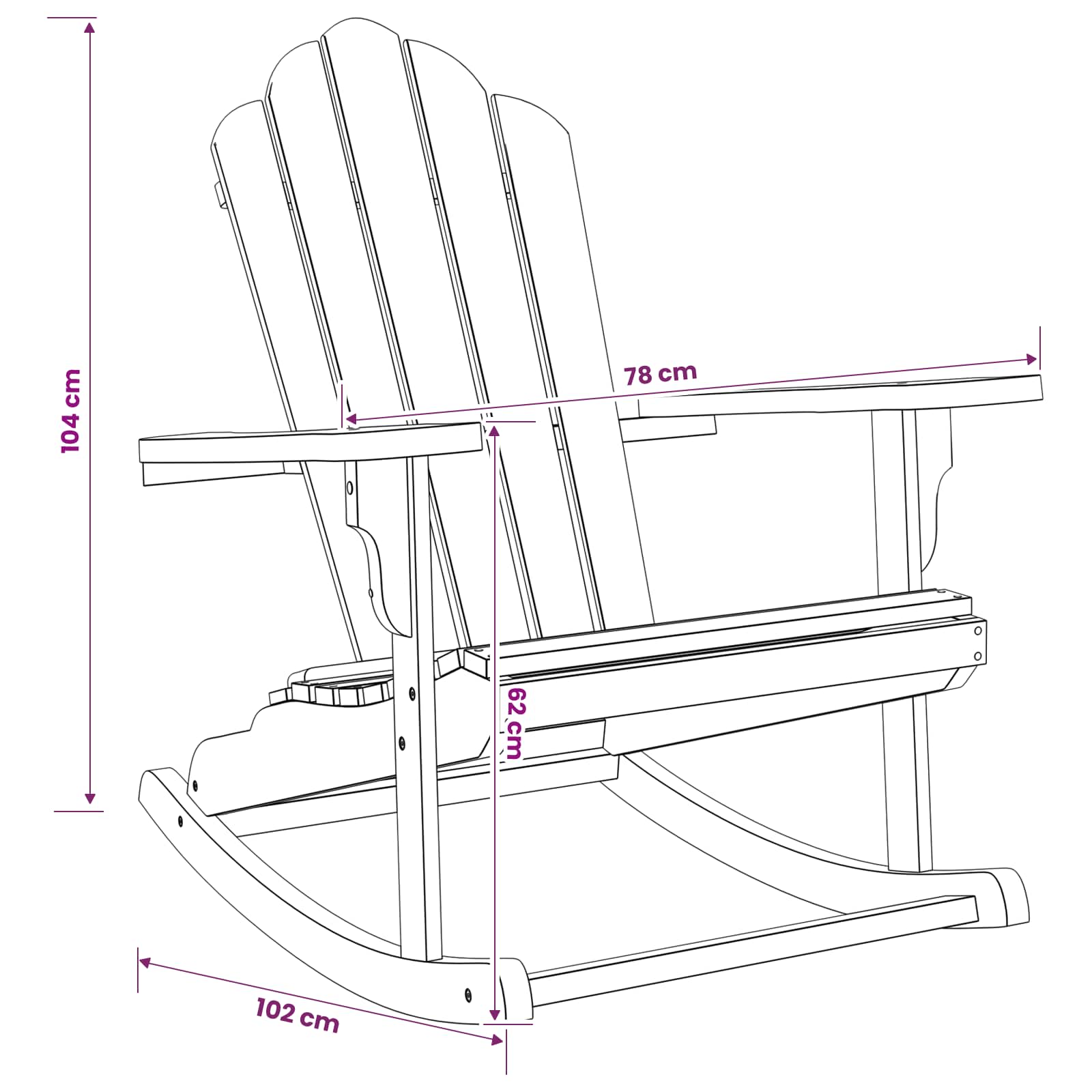Garden Adirondack Rocking Chair size guide