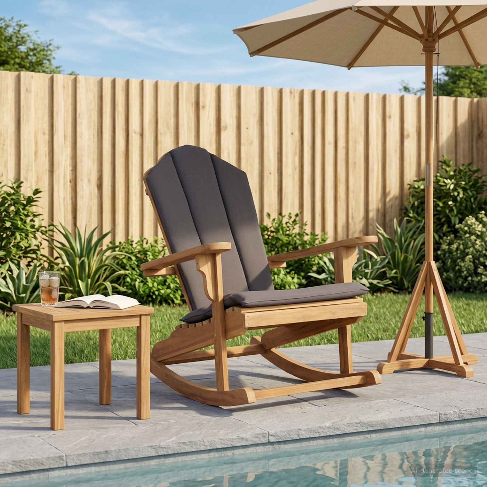 vidaXL Trädgårds Adirondack Gungstol Naturlig 100% Polyester