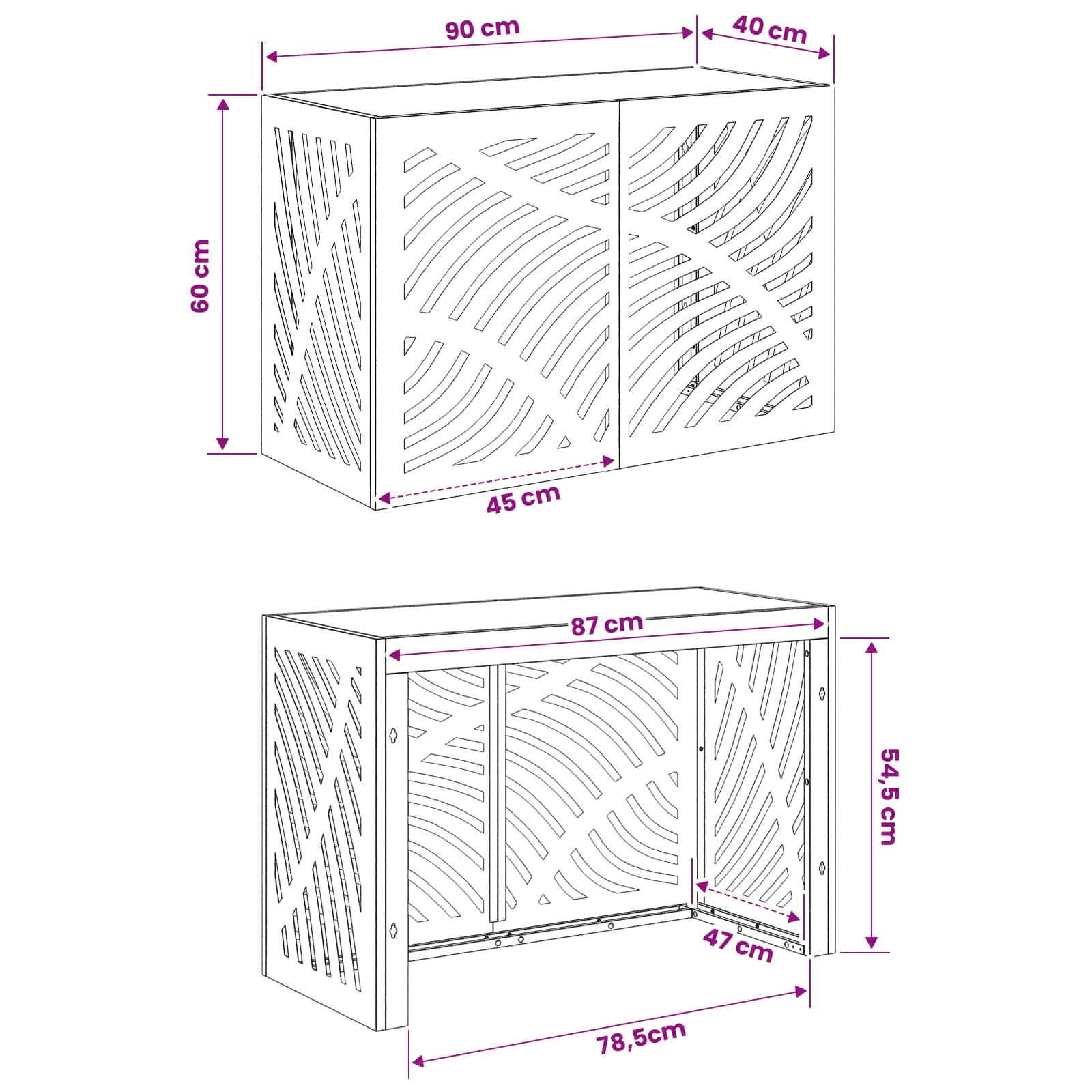 Omkasting voor airconditioner Zwart 90 x 40 x 60 cm Staal image 7