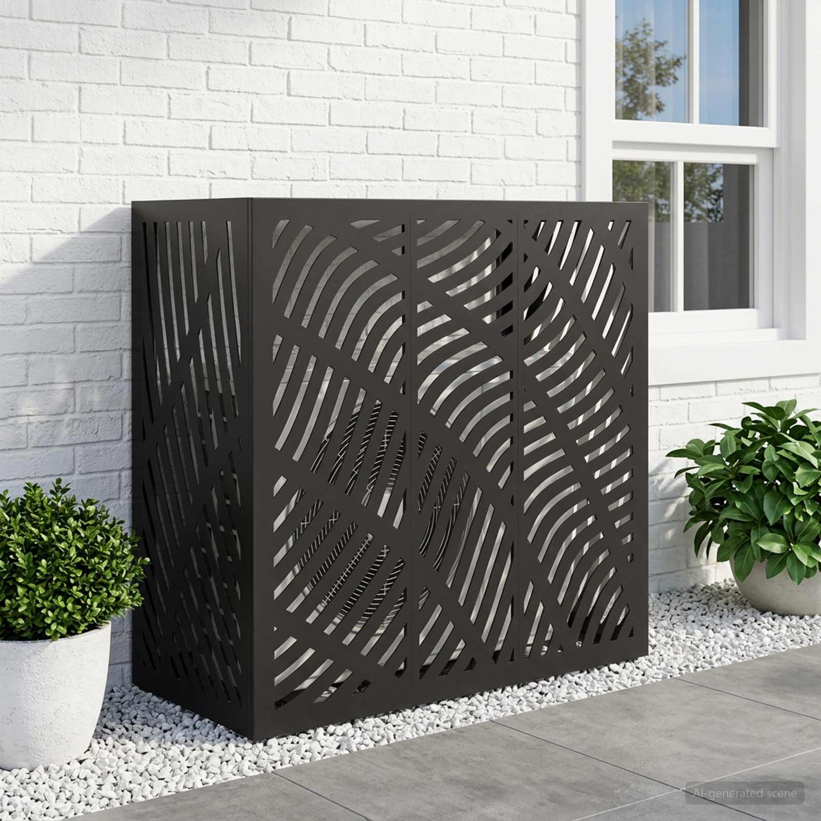 vidaXL Air Conditioner Cover Sort 110 x 50 x 105 cm Stål
