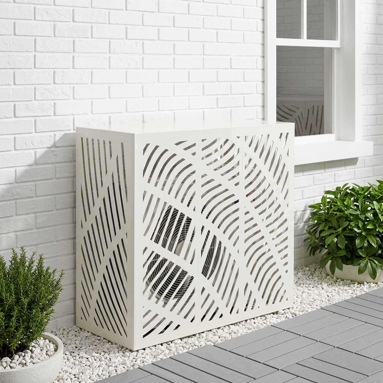 vidaXL Air Conditioner Cover Hvid 110 x 50 x 105 cm Stål
