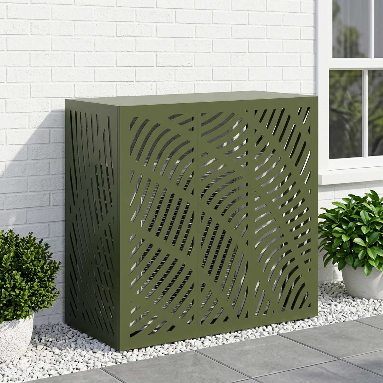 vidaXL Air Conditioner Cover Olivengrøn 110 x 50 x 105 cm Stål