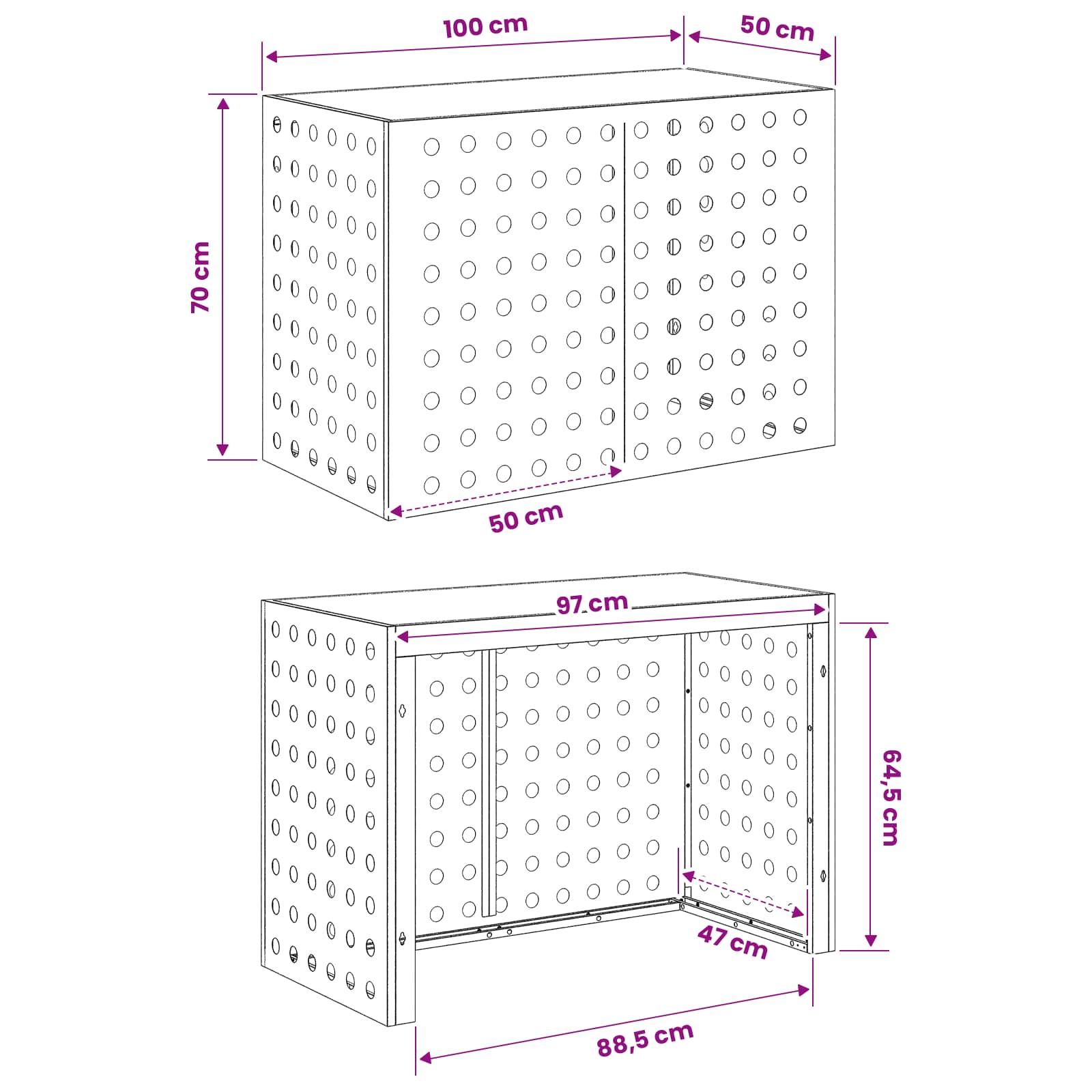 Airconditioner hoes Zwart 100 x 50 x 70 cm Staal image 7