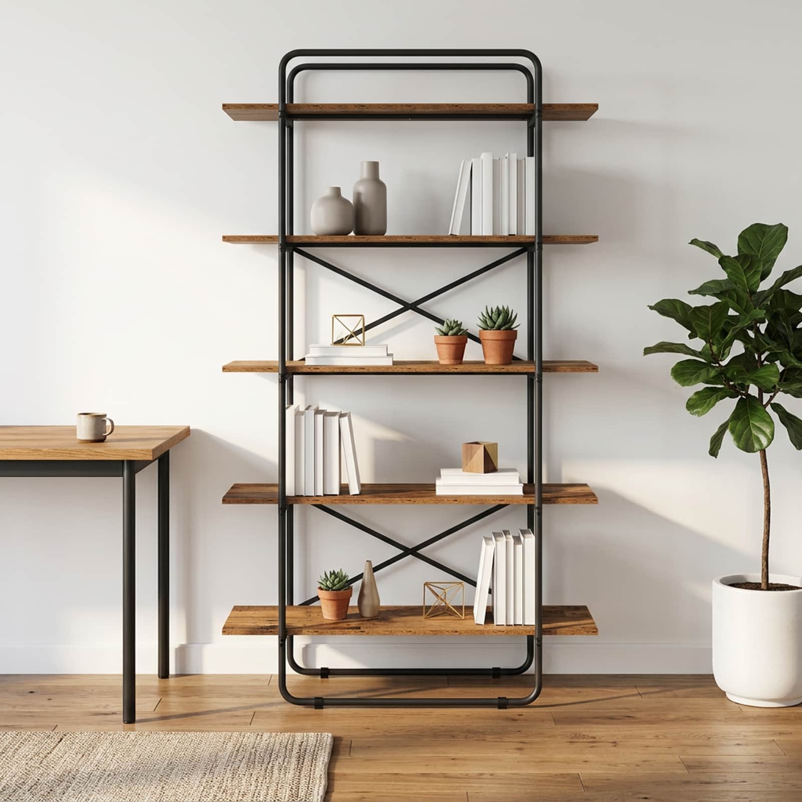 Рафт за книги 5 нива 100 x 35 x 175,5 см PB Дъбова дървесина
