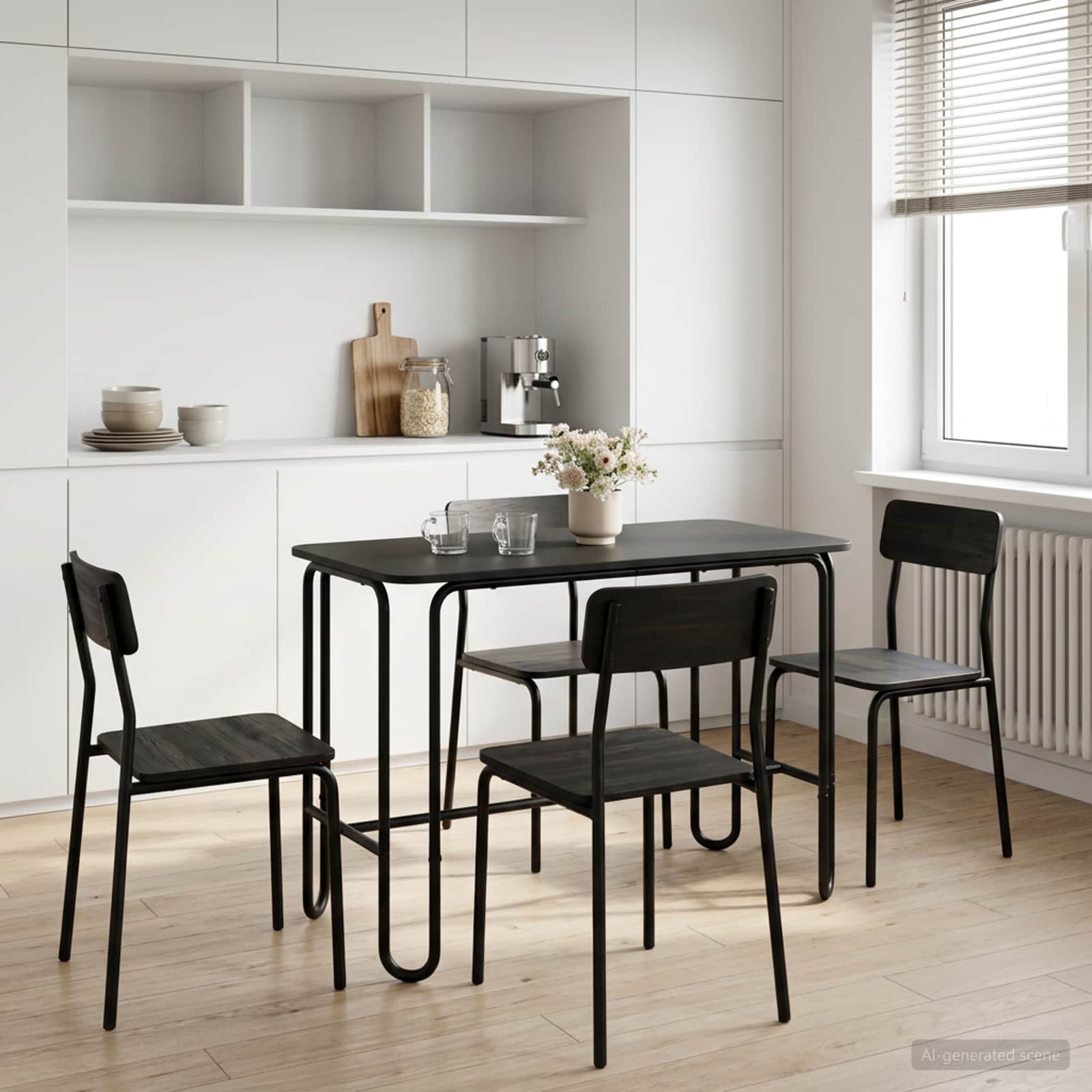 vidaXL Masă de dining 100 x 50 x 75 cm Lemn prelucrat Negru