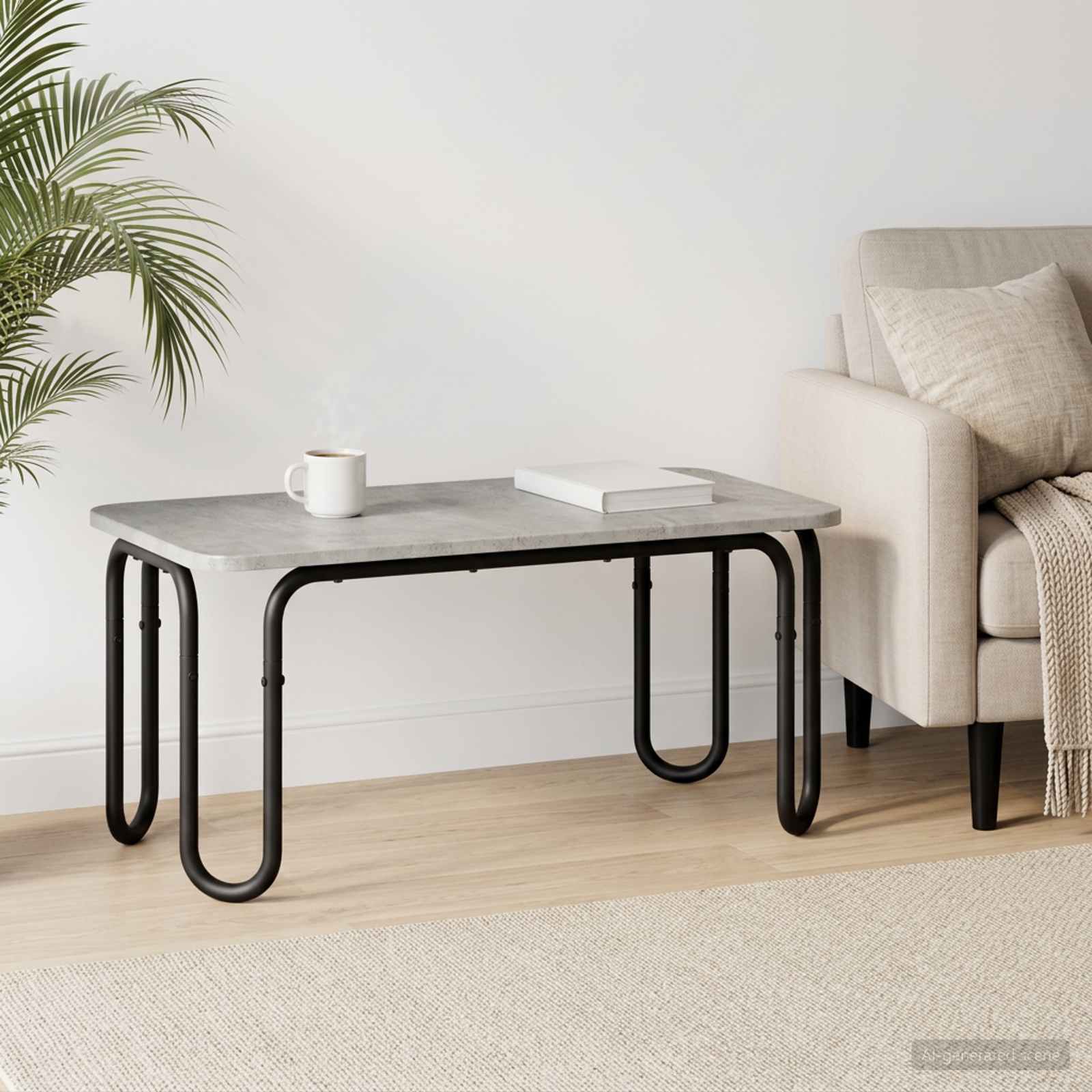vidaXL Masă de cafea Gri Beton 100 x 50 x 45 cm Lemn prelucrat