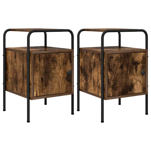 vidaXL &Ouml;&ouml;lambi kapp 2 tk Suitsutatud tamm 35 x 36,5 x 56 cm Tehispuit