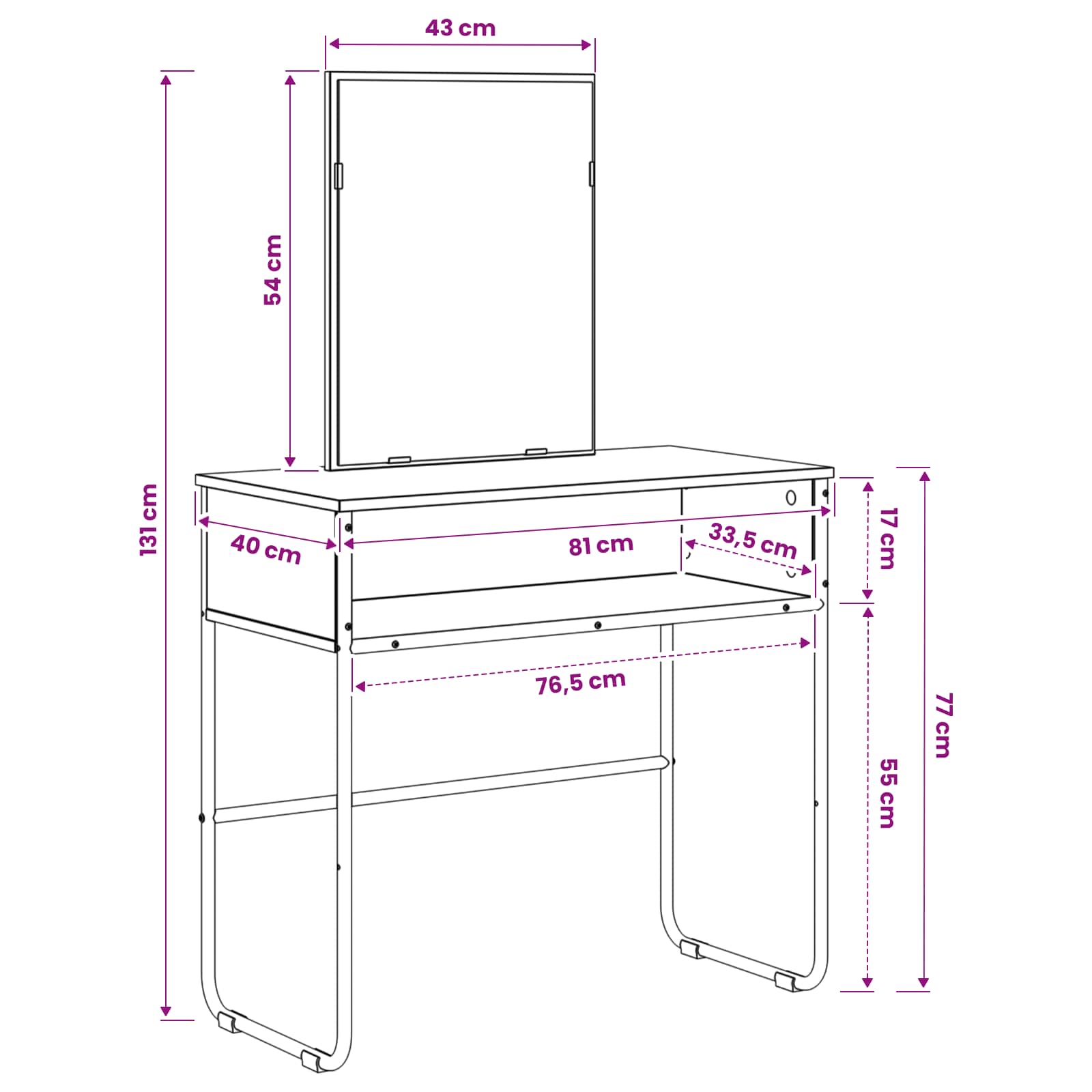 Dressing Table size guide